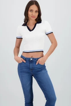 Shasa Short Sleeve Knit Polo Top
