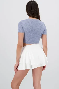 Shasa Short Sleeve Knit V-Neck Top