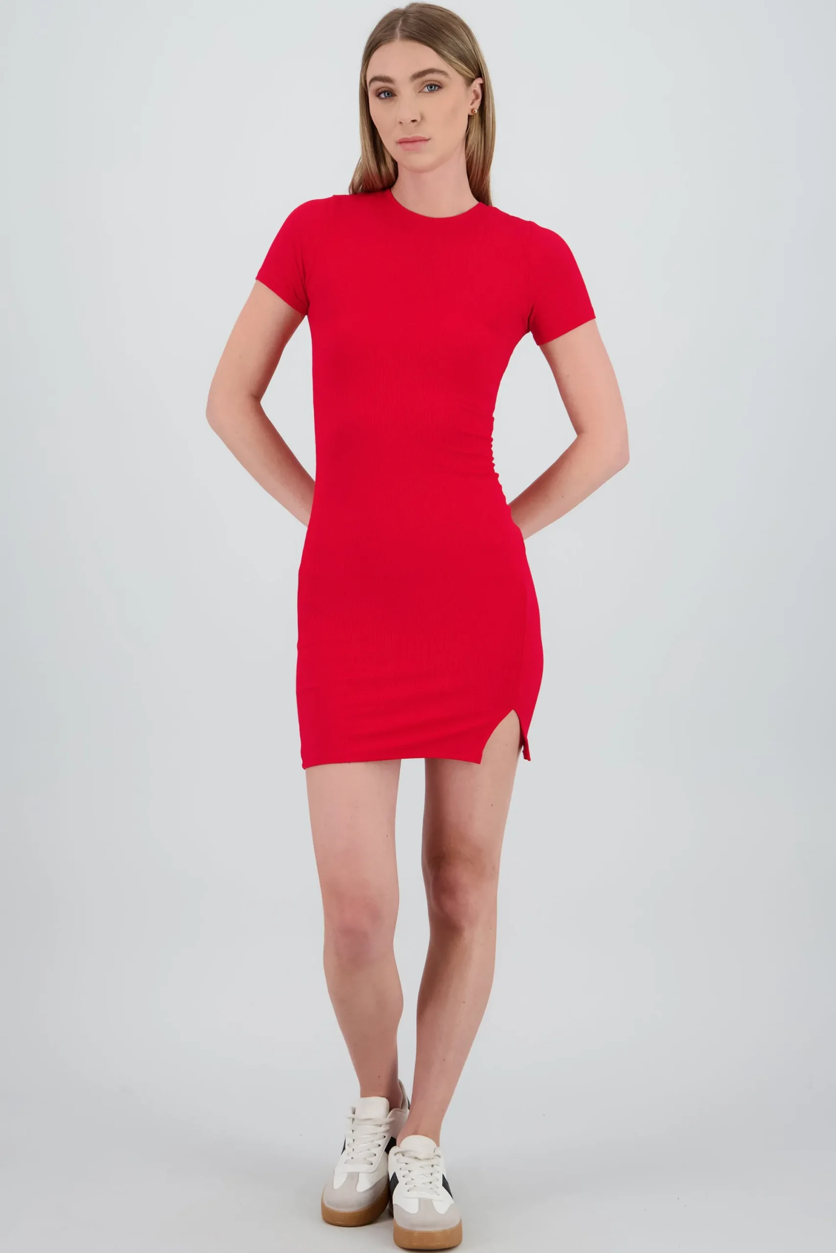 Shasa Short Sleeve Mini Dress Side Slit
