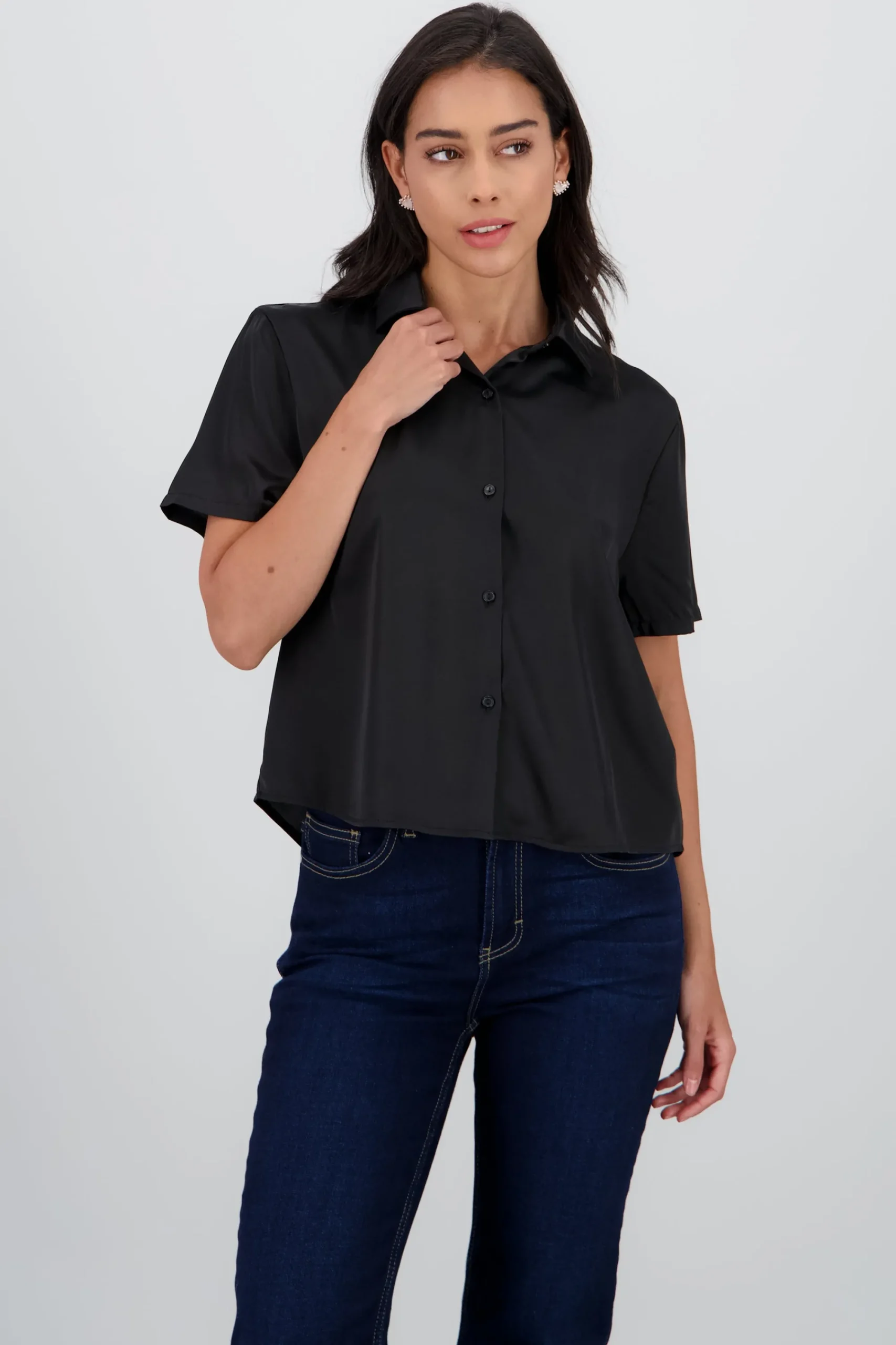 Shasa Short Sleeve Satin Shirt