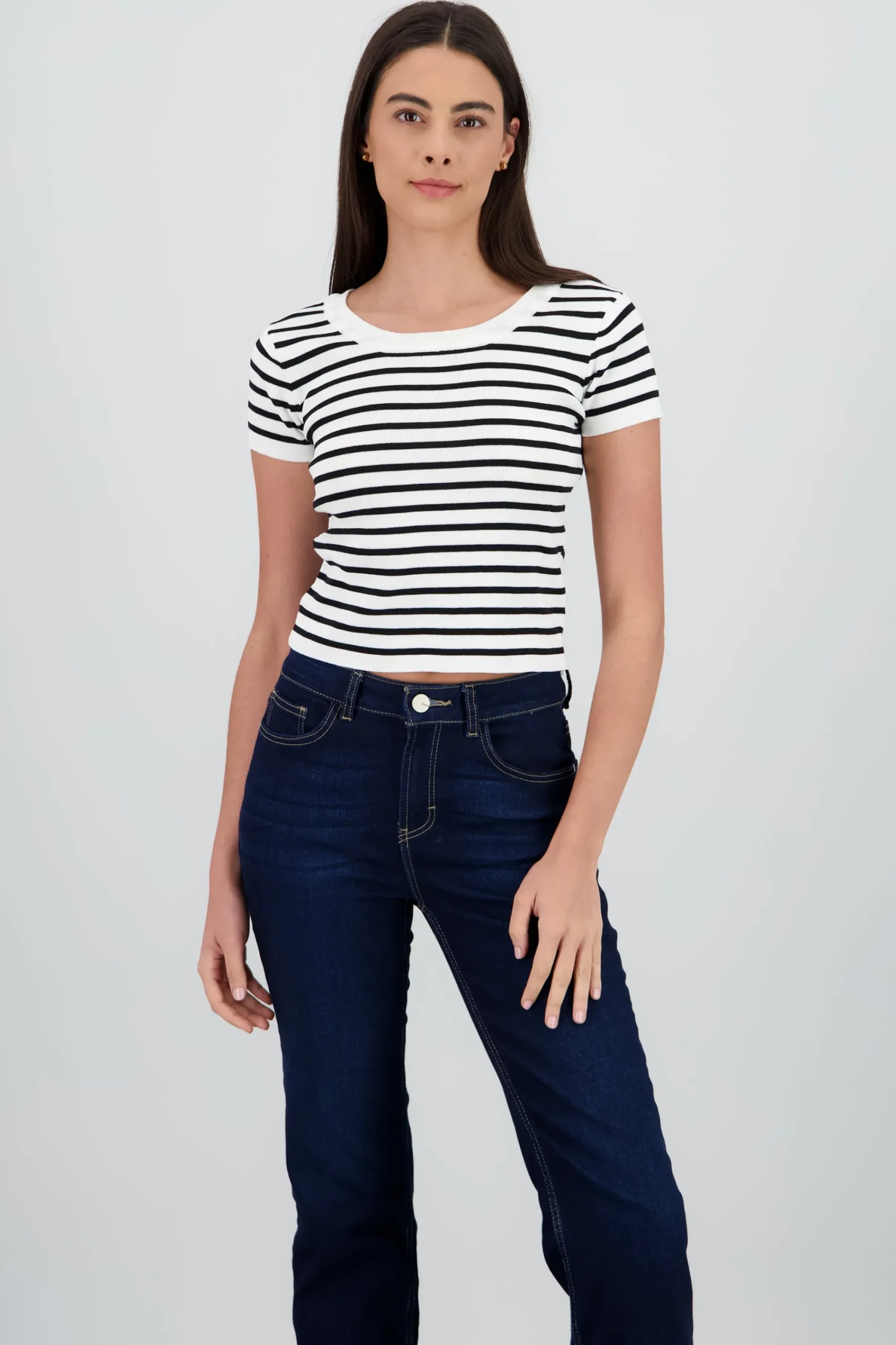 Shasa Short Sleeve Striped Knit Top