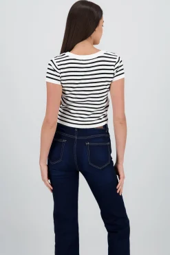 Shasa Short Sleeve Striped Knit Top