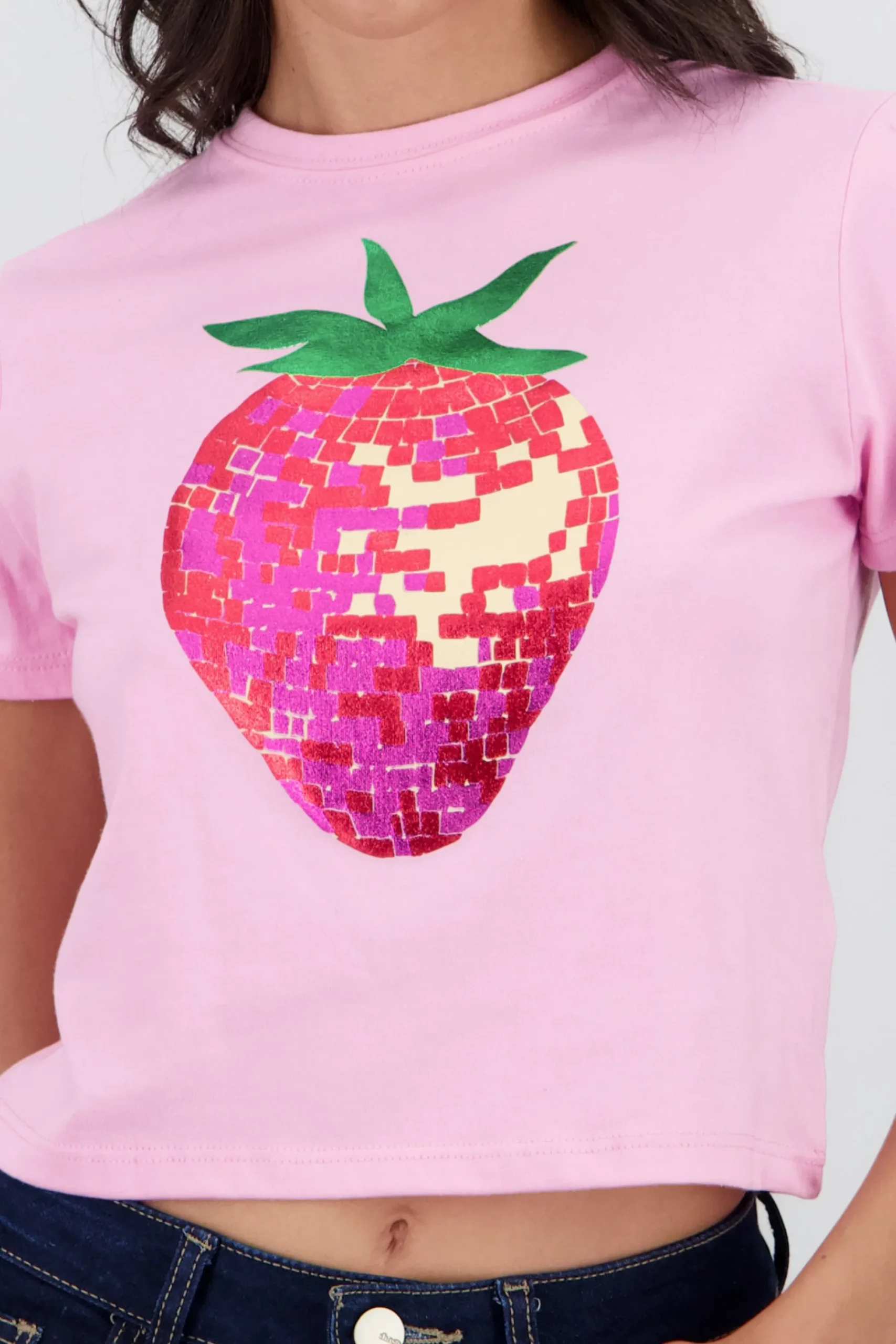 Shasa Short Sleeve T Shirt with Strawberry Foil Print