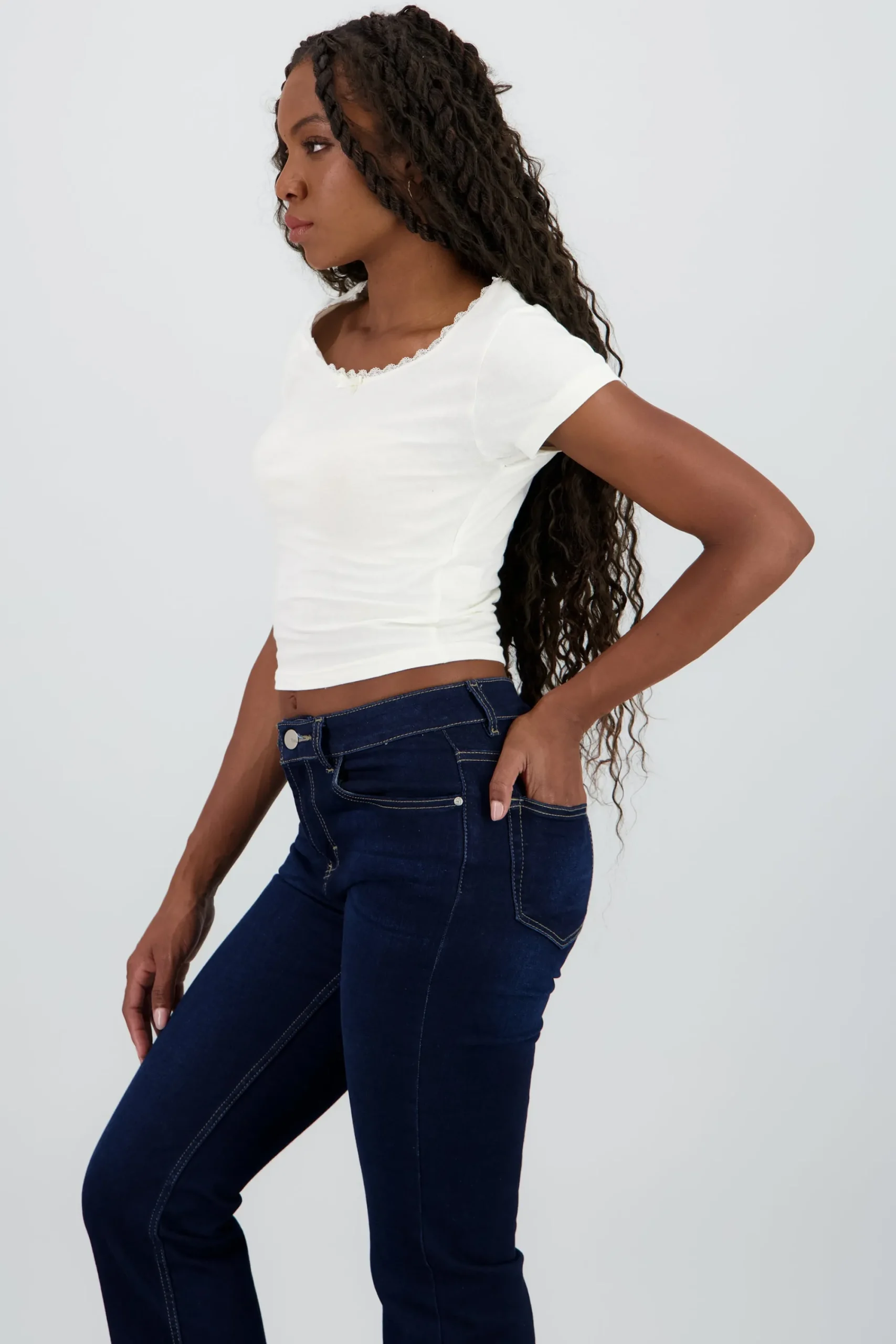 Shasa Short Sleeve T Shirt with Lace and Bow detail