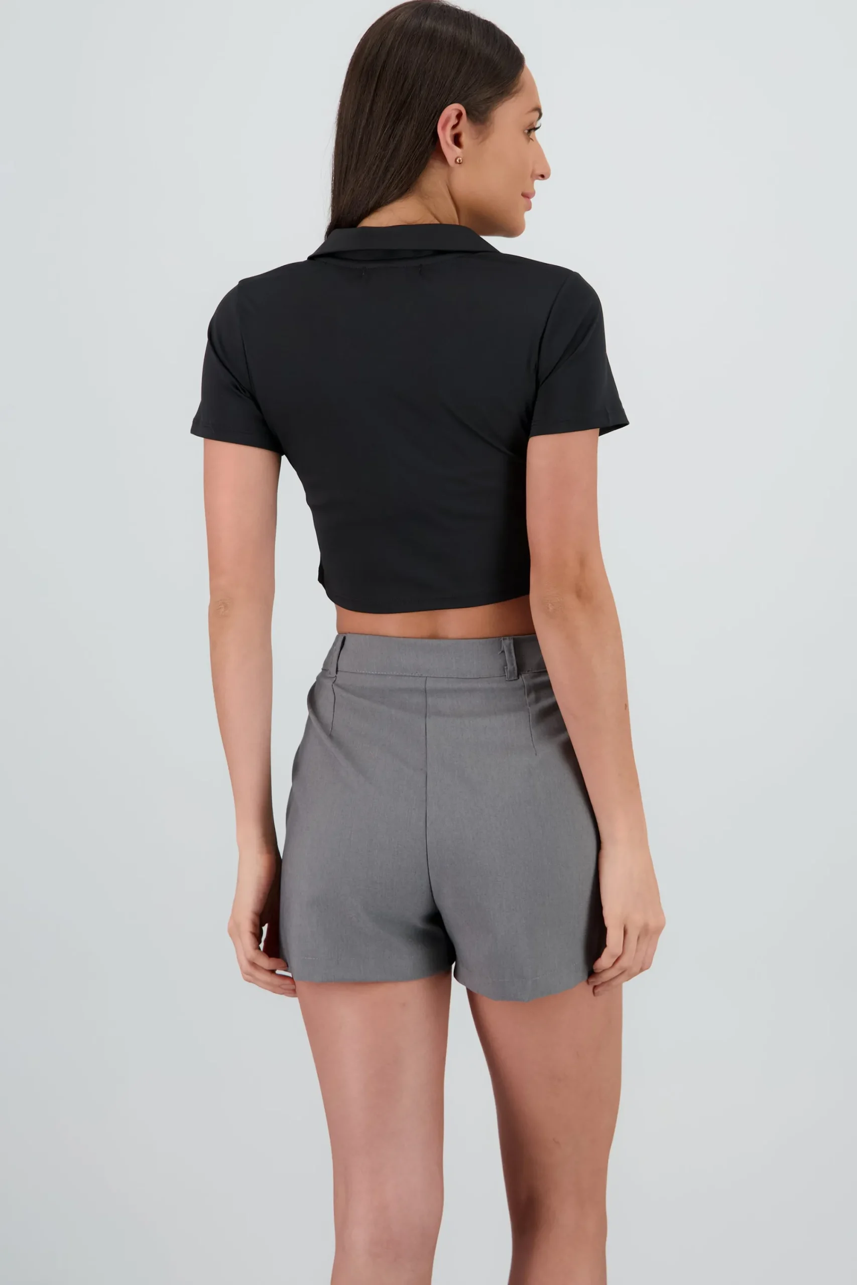 Shasa Short Sleeve Top with Polo Collar Detail