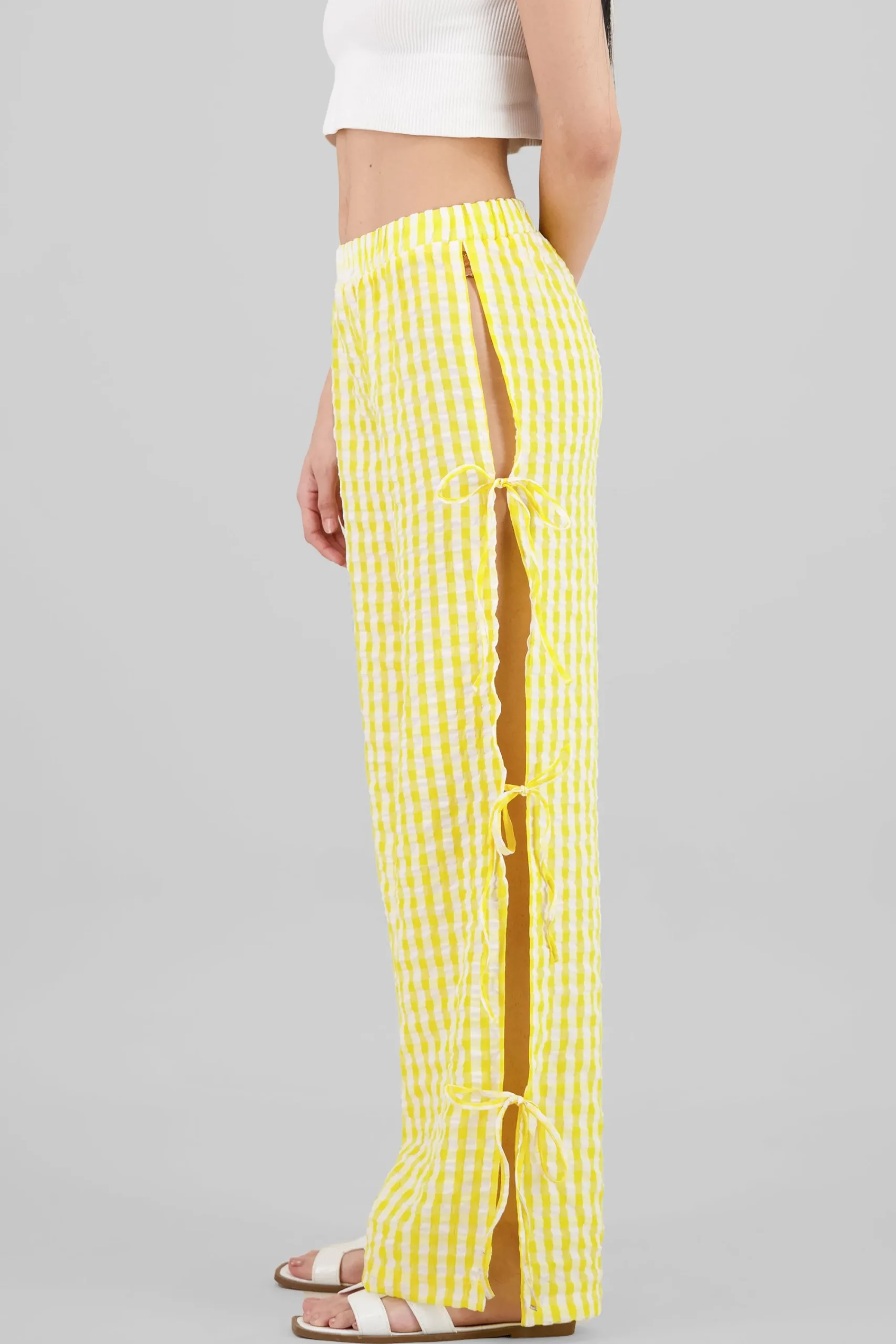 Shasa Side Bows Gingham Pants
