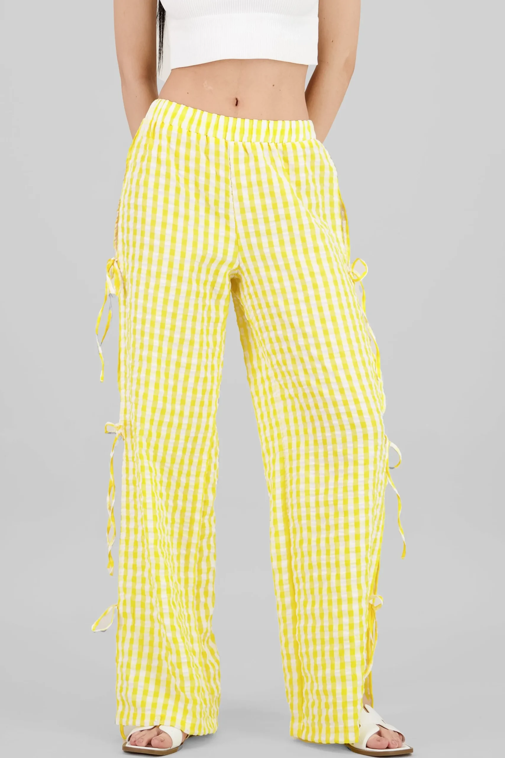 Shasa Side Bows Gingham Pants