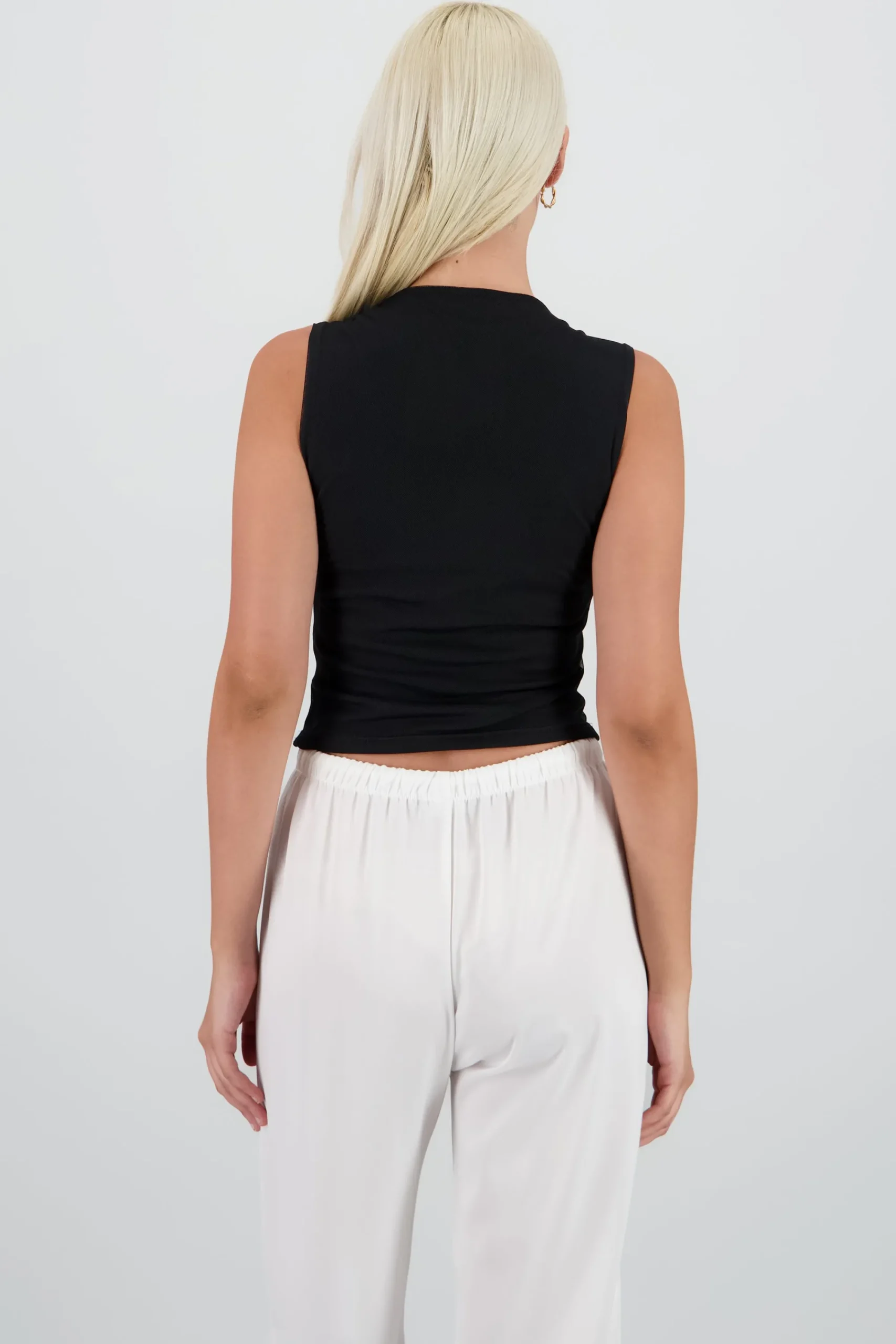 Shasa Sleeveless Cropped Mesh Top