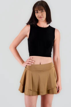 Shasa Sleeveless Cropped Solid Round Neck Top