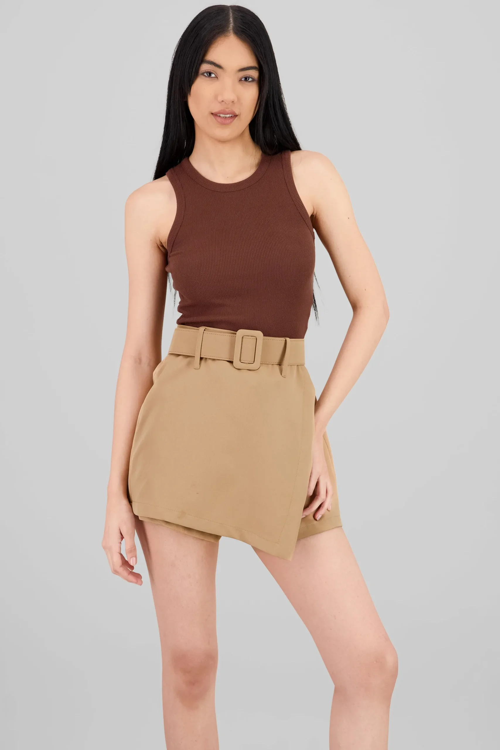 Shasa Sleeveless Ribbed Crew Neck Top