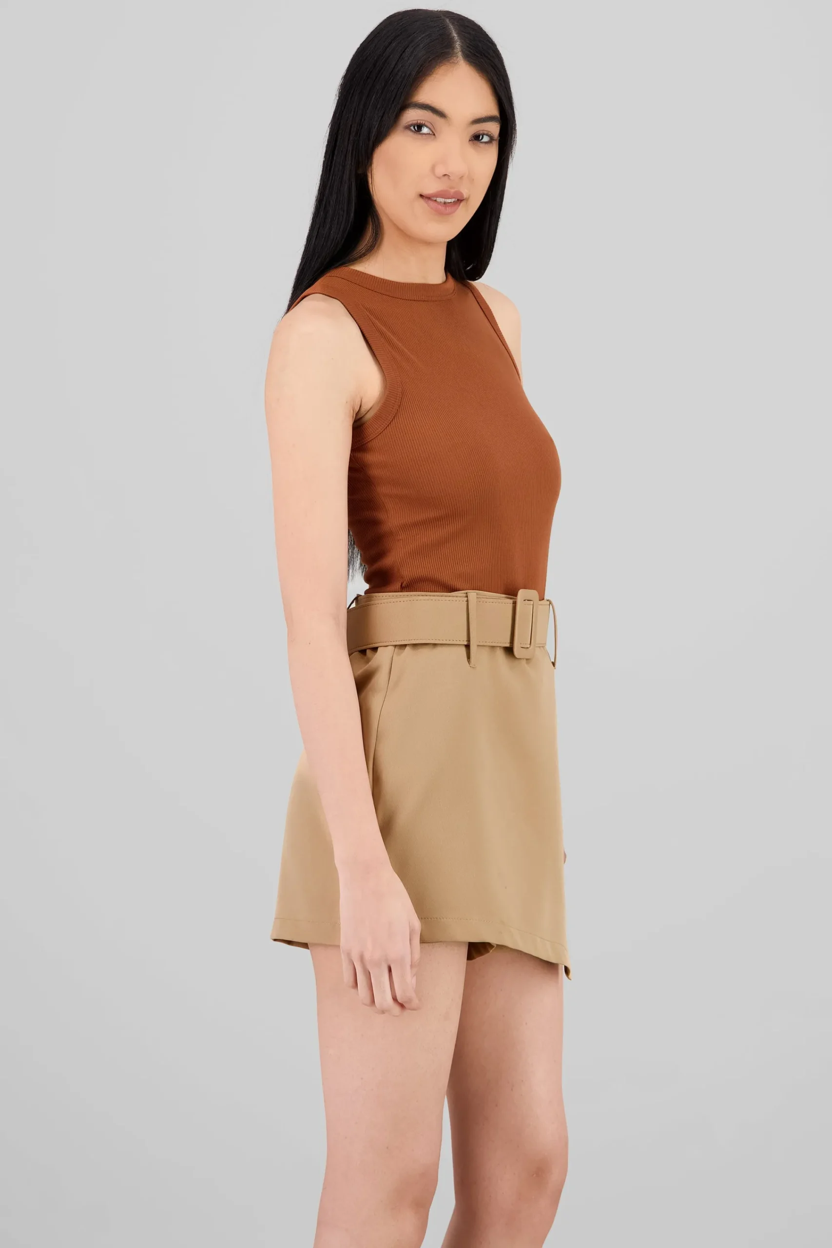 Shasa Sleeveless Ribbed Crew Neck Bodysuit