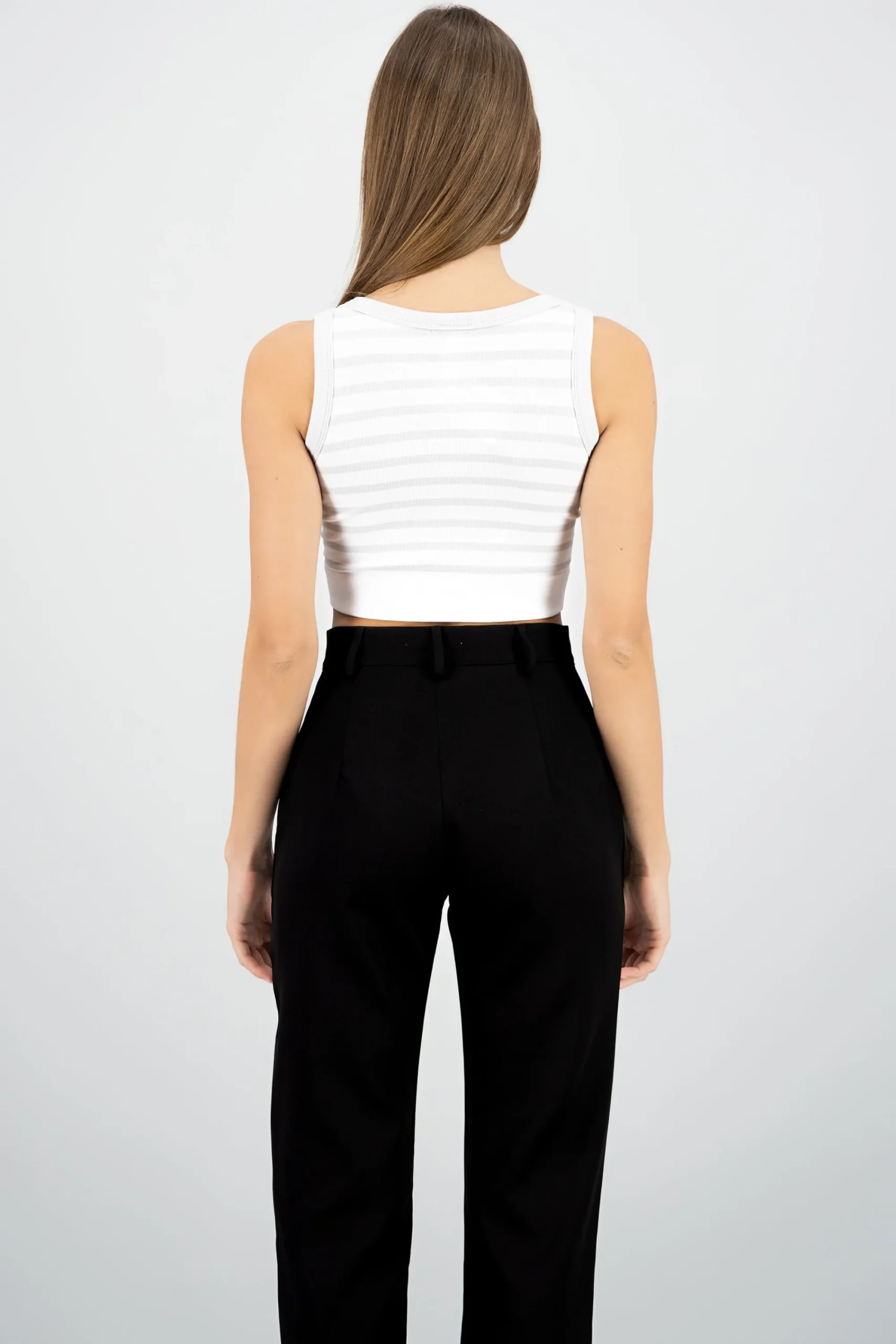 Shasa Sleeveless Striped Crop Top