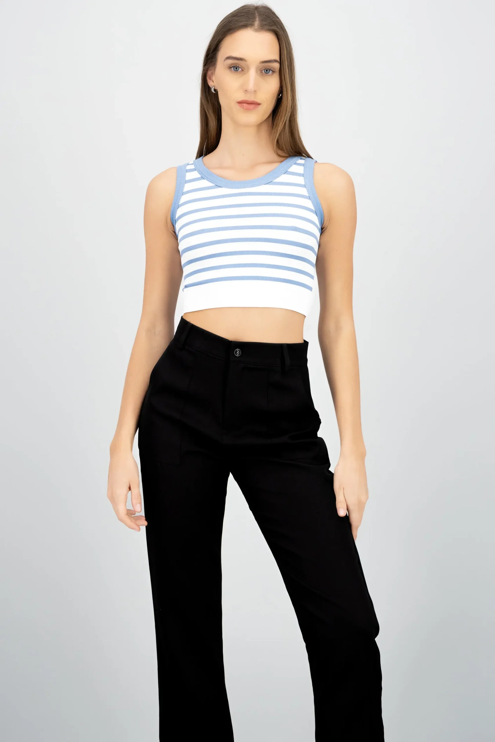 Shasa Sleeveless Striped Crop Top