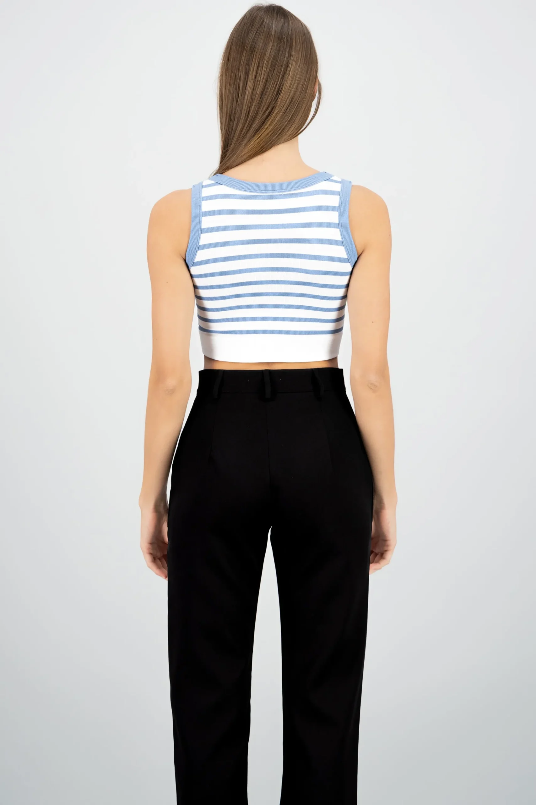 Shasa Sleeveless Striped Crop Top