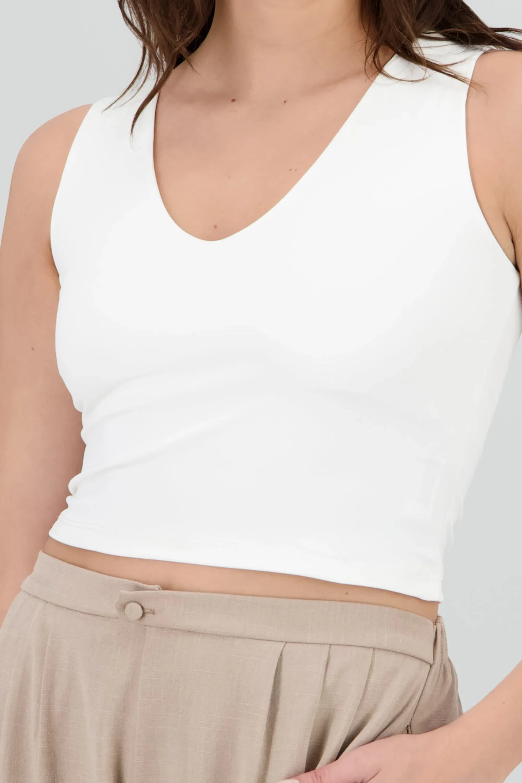 Shasa Sleeveless V Neck Top
