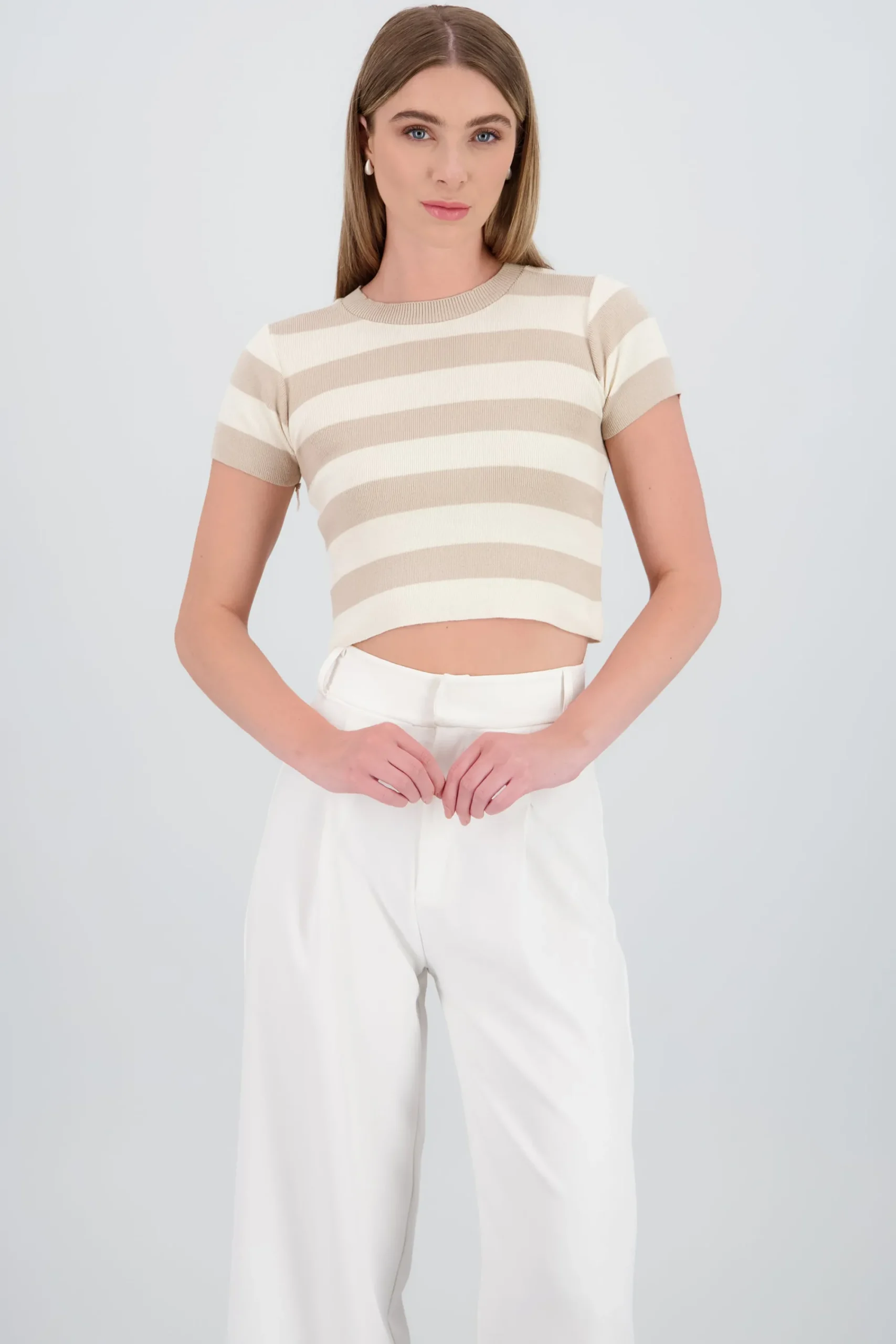 Shasa Soft Stripped Short Sleeve Top