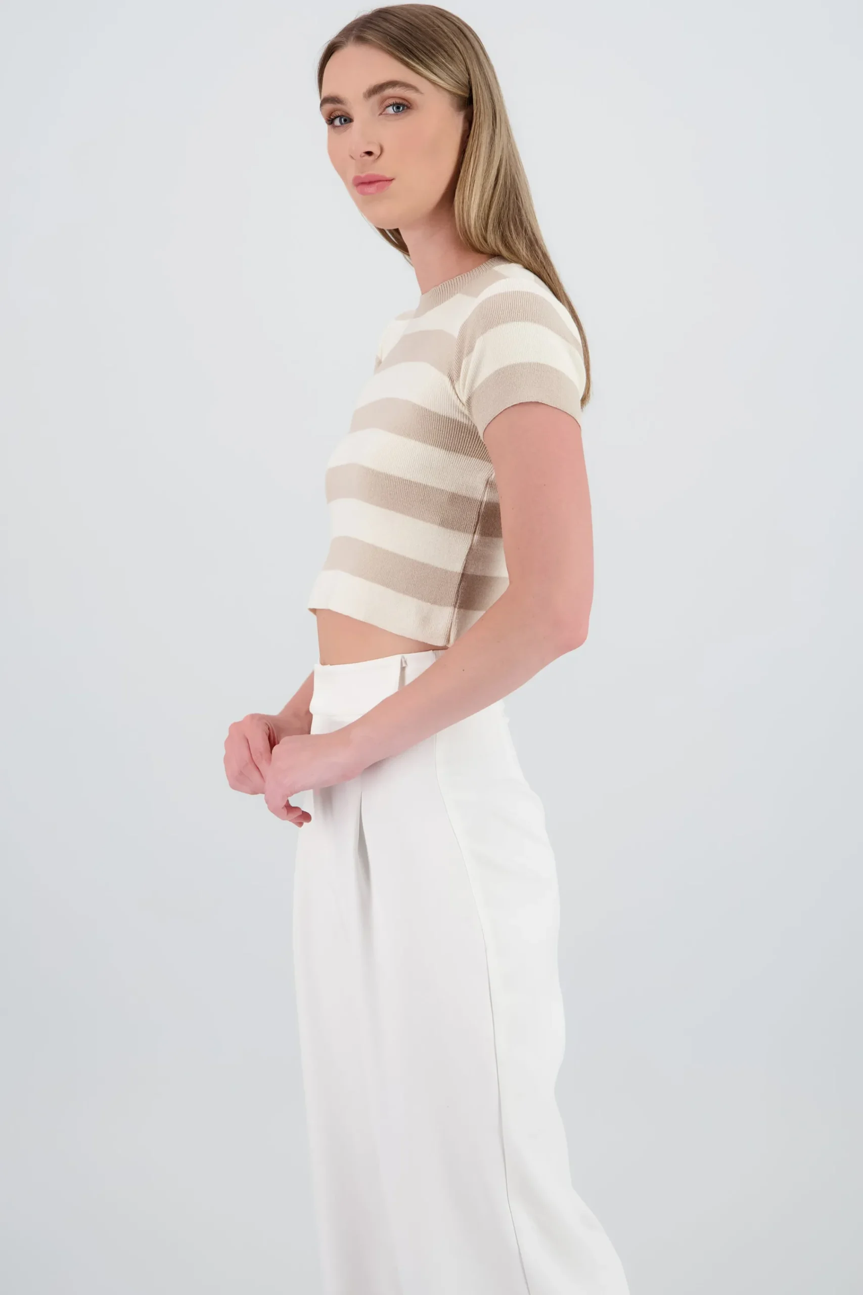 Shasa Soft Stripped Short Sleeve Top