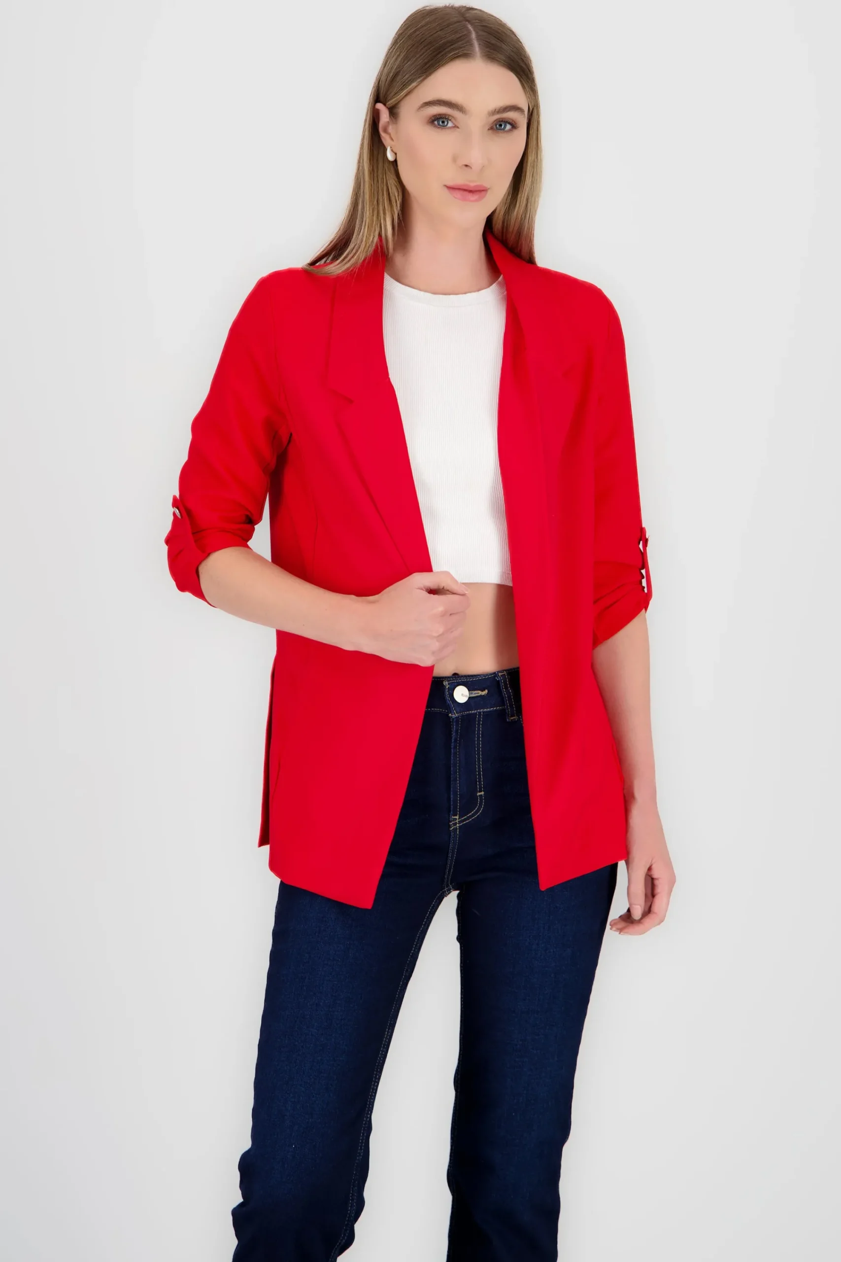 Shasa Solid blazer with adjustable sleeves