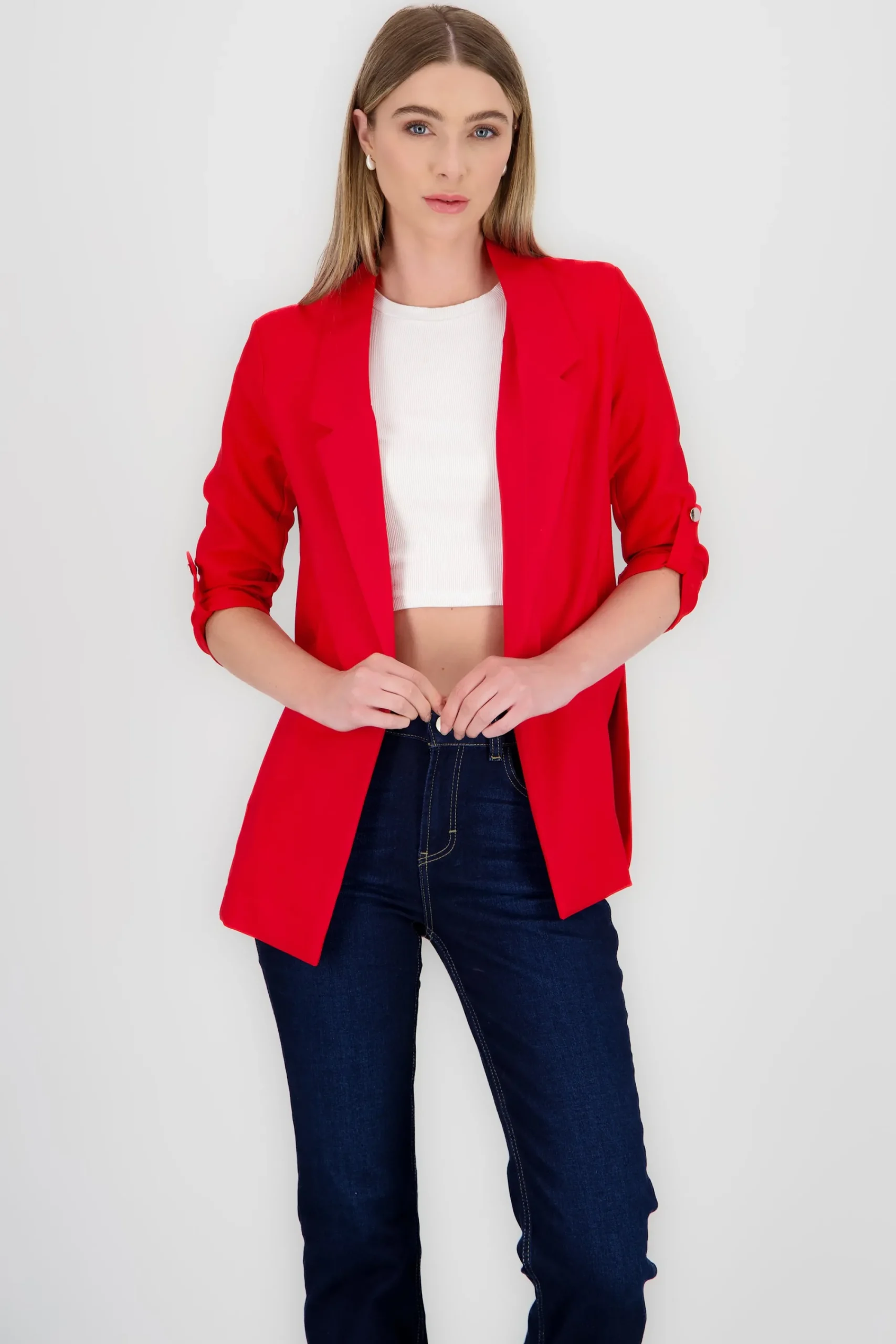Shasa Solid blazer with adjustable sleeves