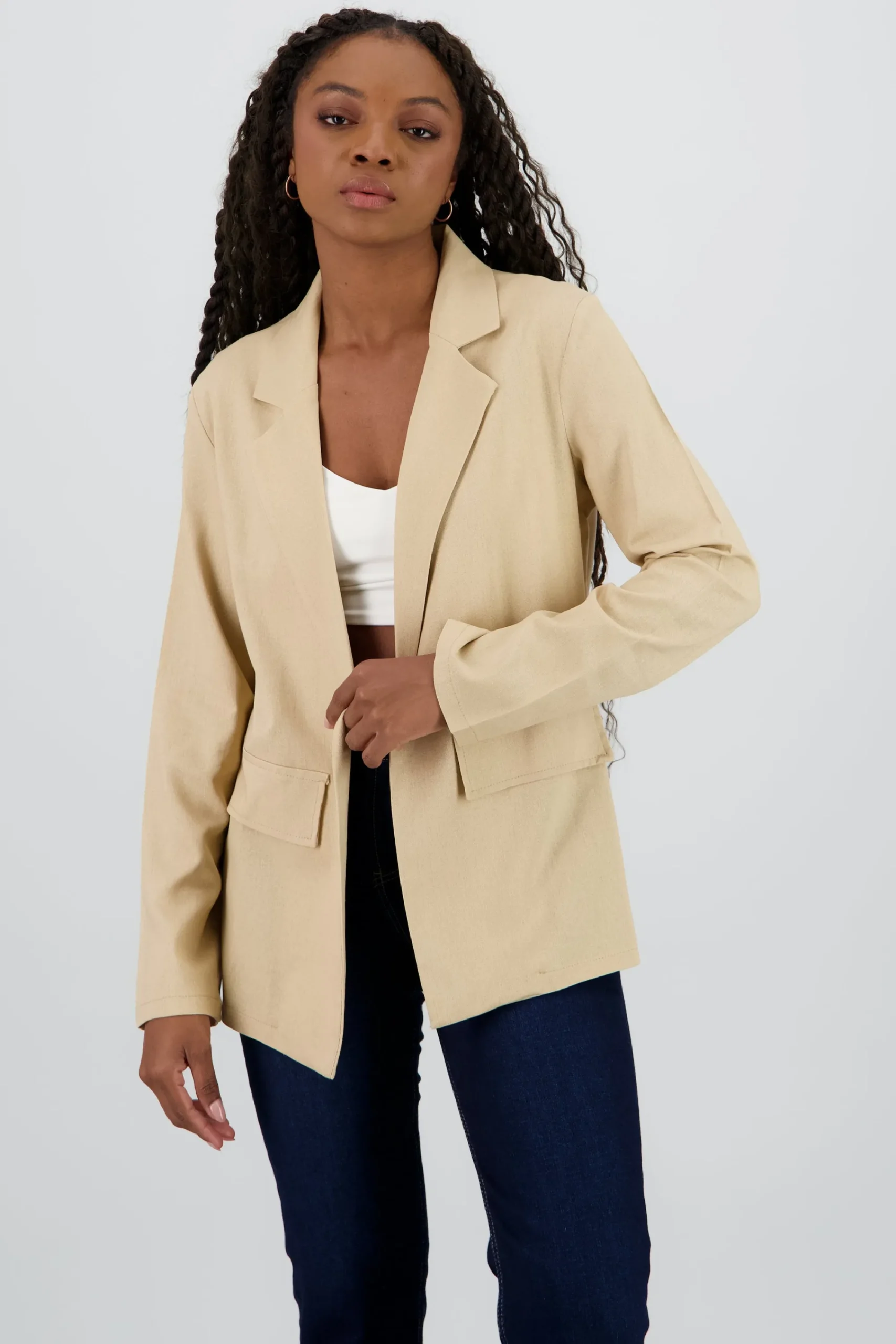 Shasa Solid Blazer with Lapel