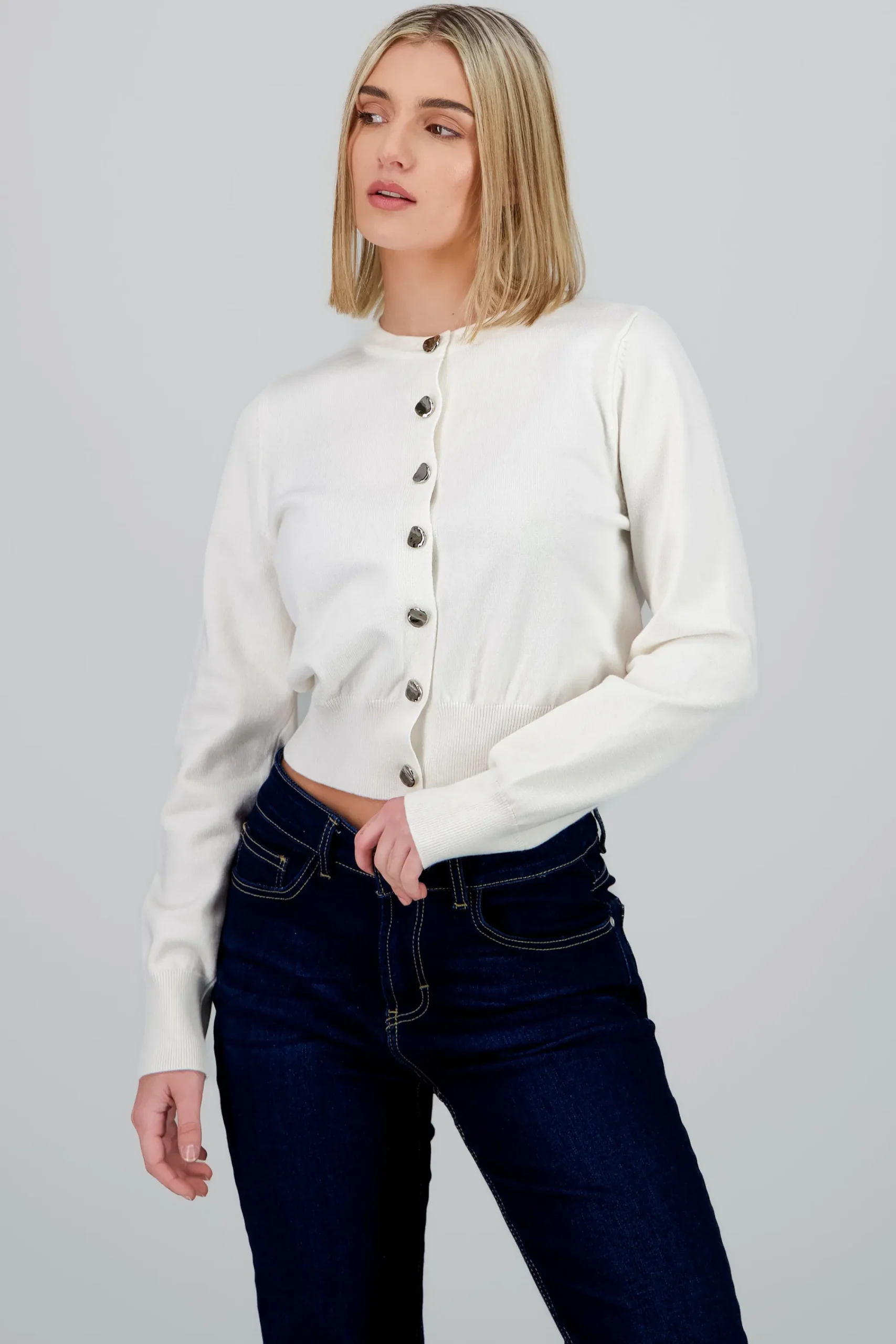 Shasa Solid Buttoned Sweater