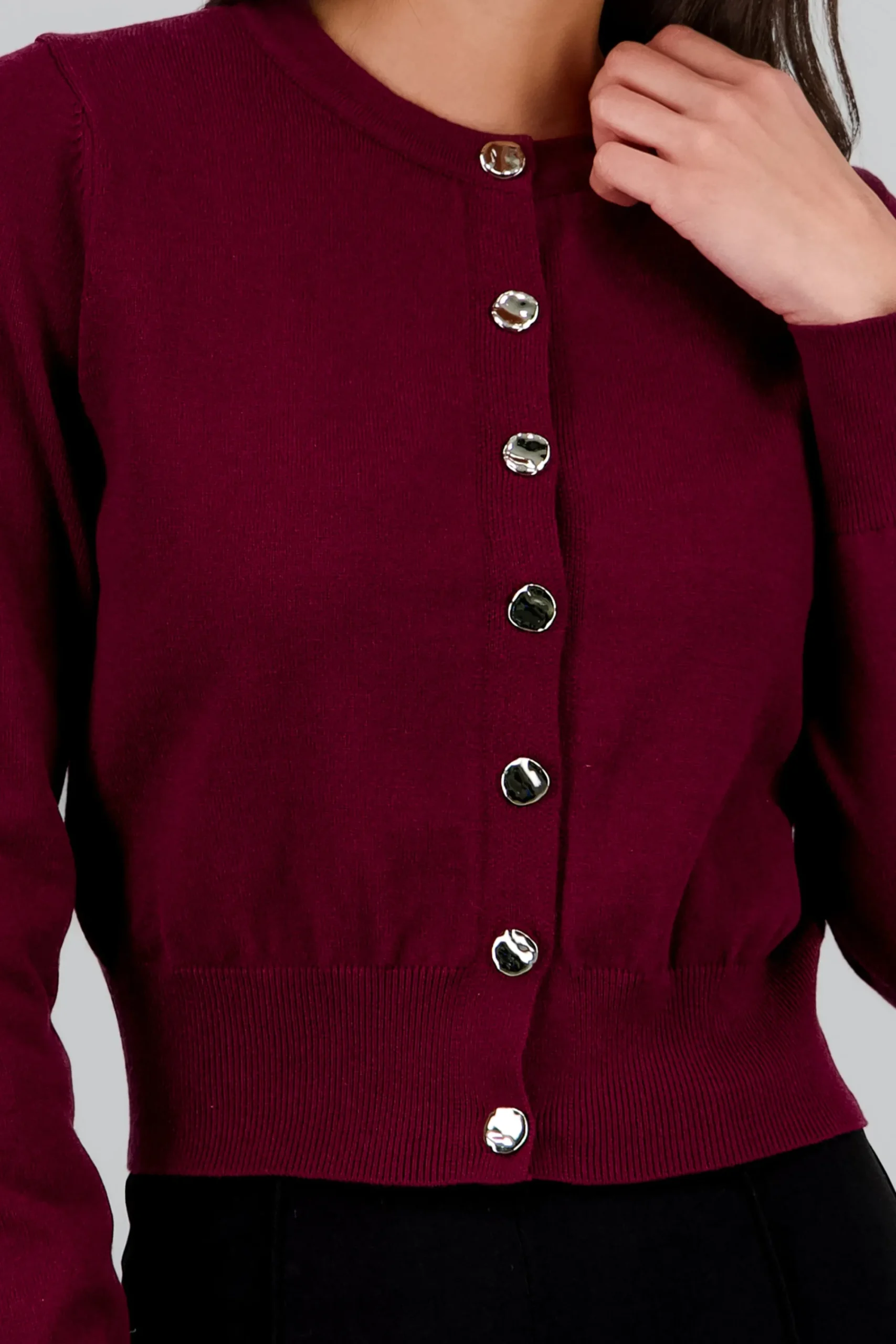 Shasa Solid Buttoned Sweater