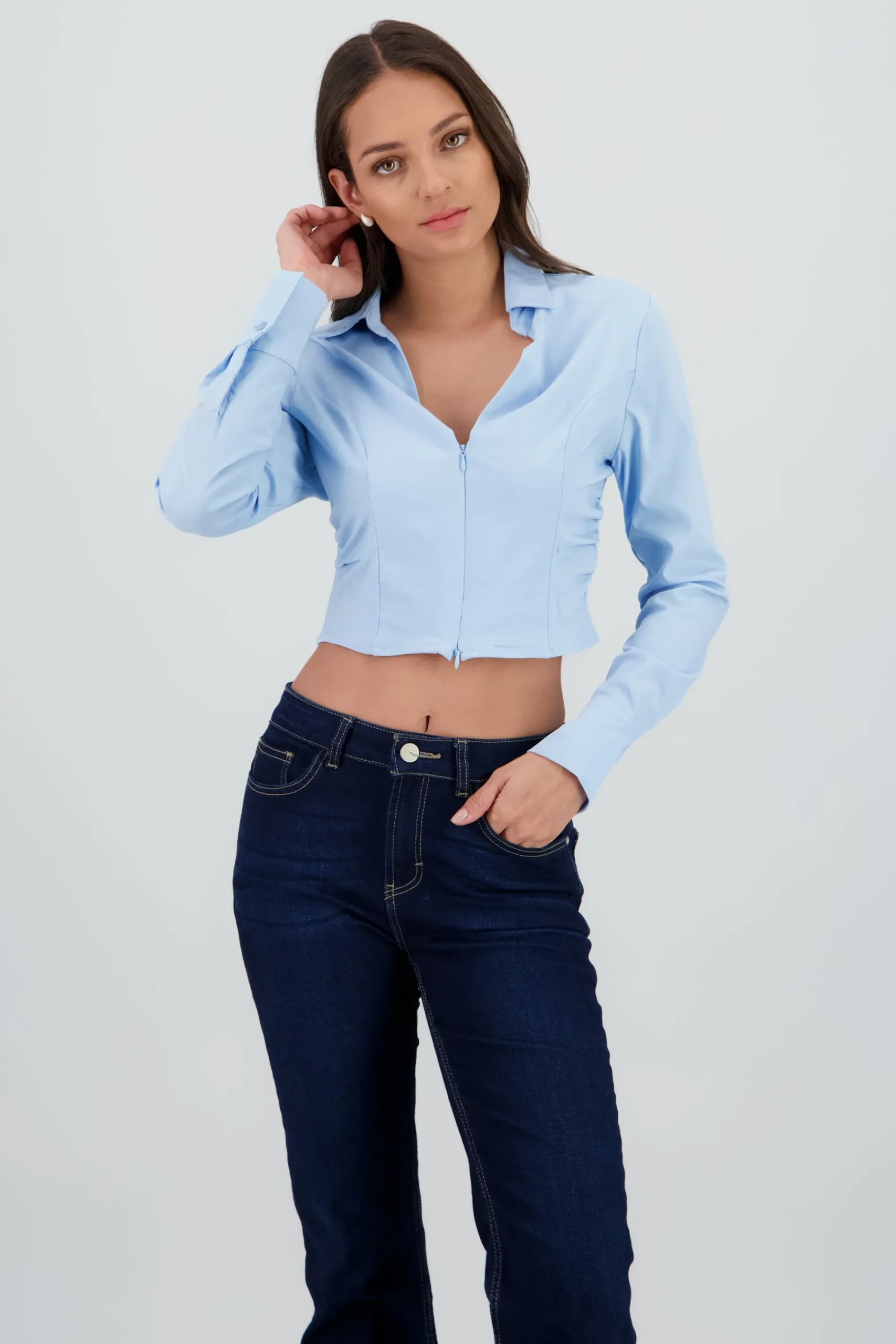 Shasa Solid Cropped Shirt