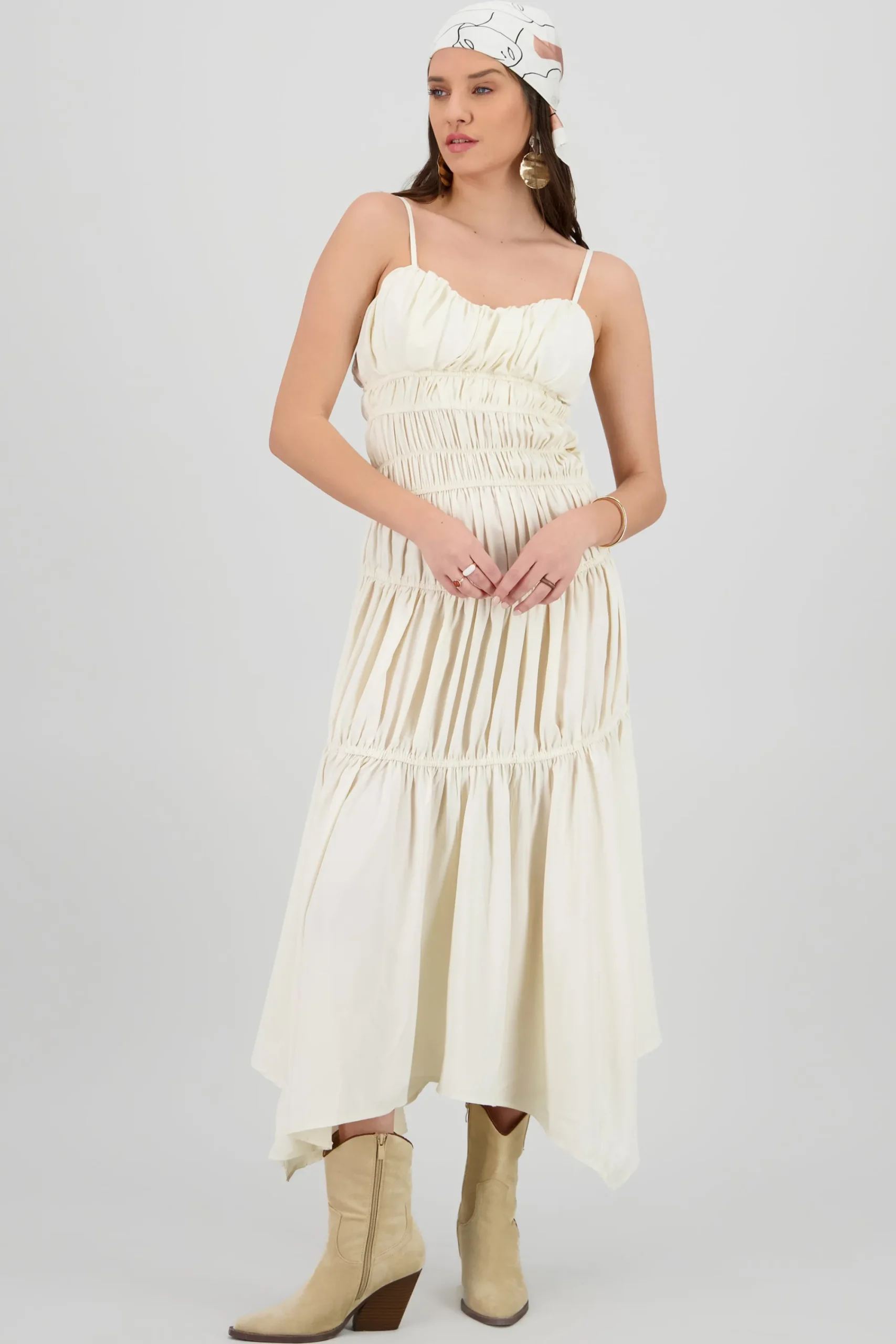 Shasa Solid Dress with Details