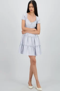 Shasa Solid Dress with Ruffle Detail