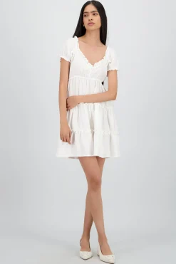 Shasa Solid Dress with Ruffle Detail