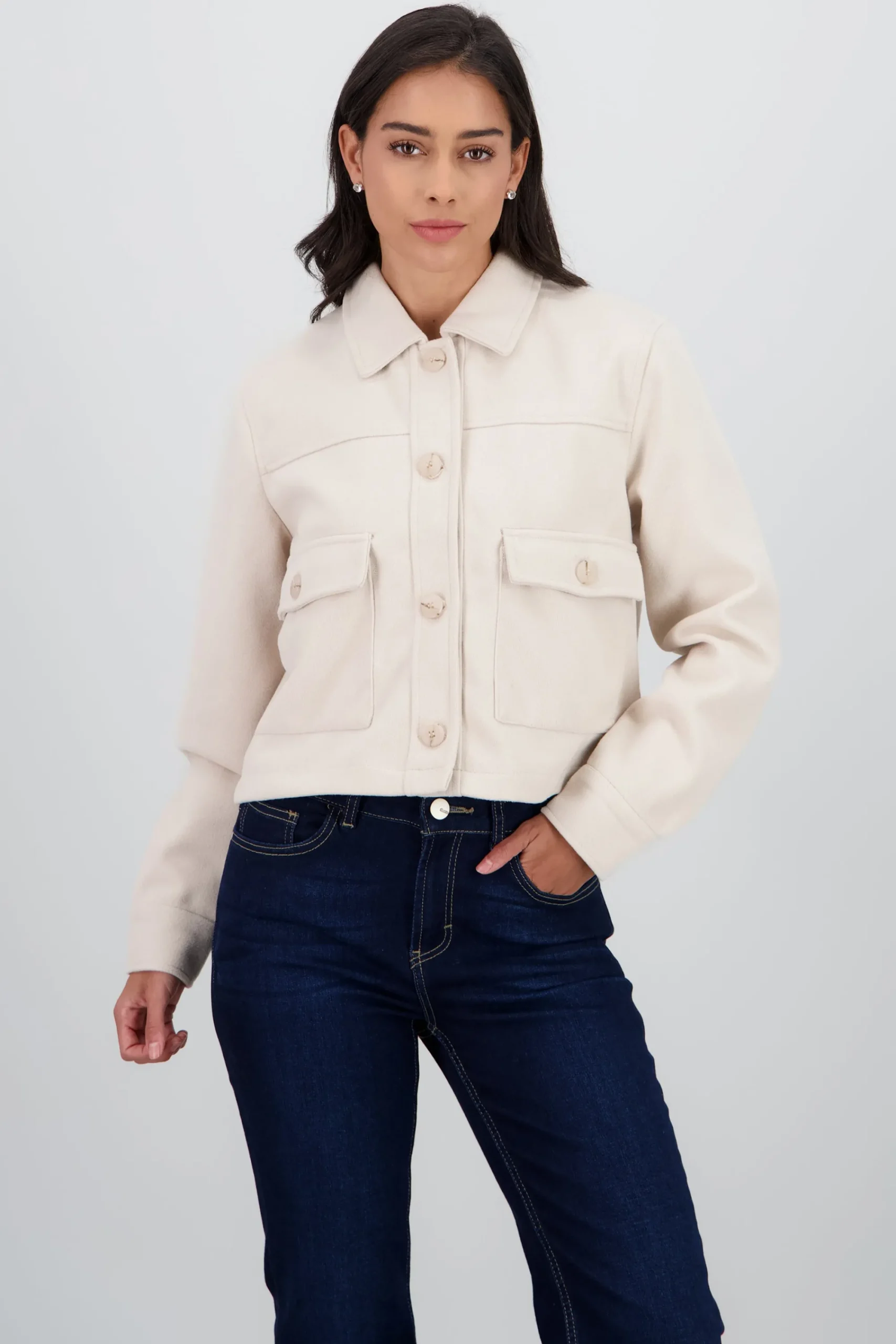 Shasa Solid Jacket With Pockets