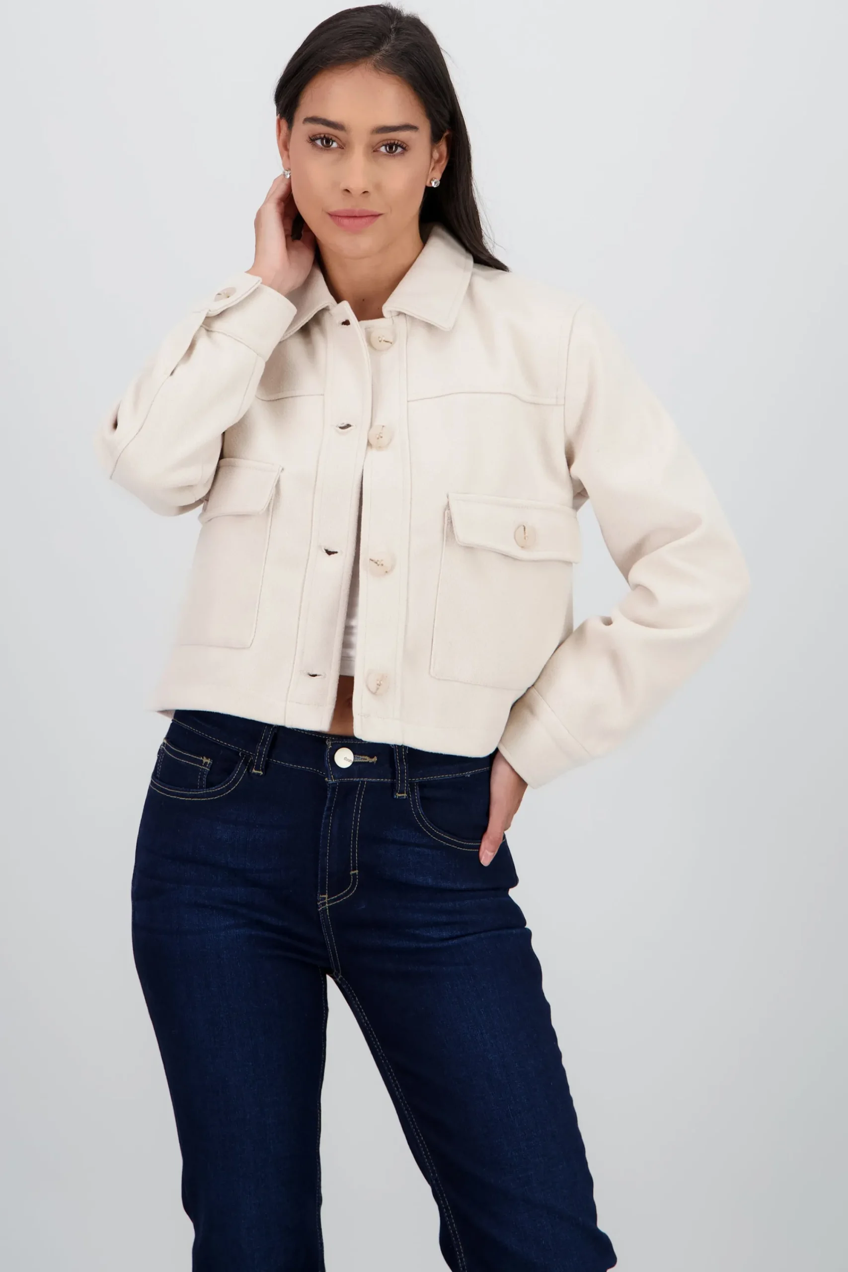 Shasa Solid Jacket With Pockets