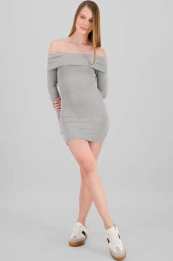 Shasa Solid Off Shoulder Dress