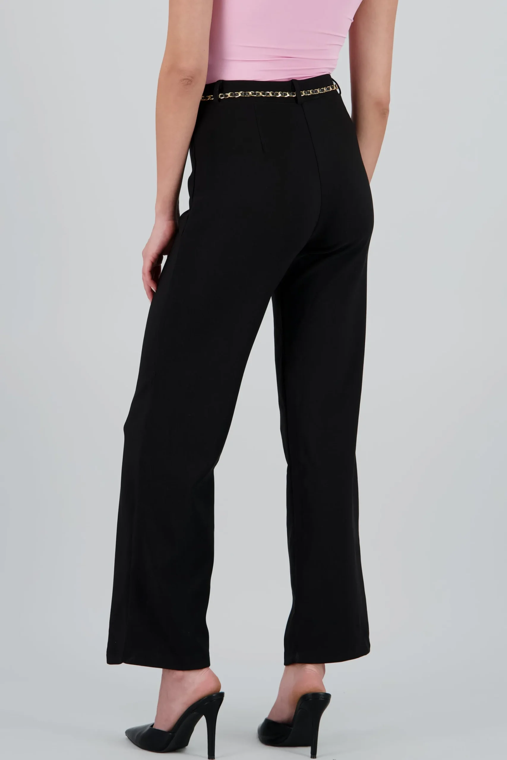Shasa Solid Pants with Chain Belt
