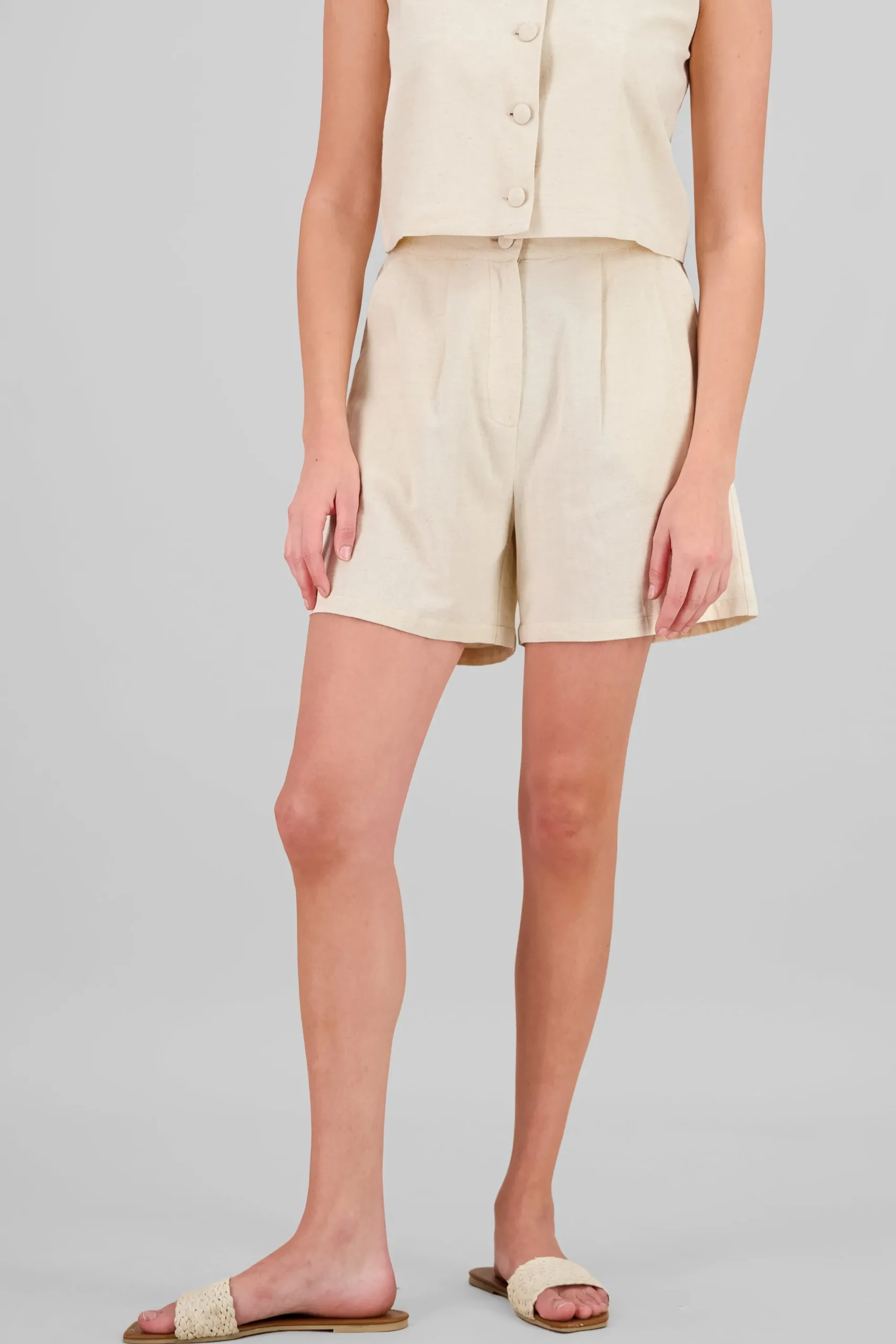 Shasa Solid Pleated Shorts
