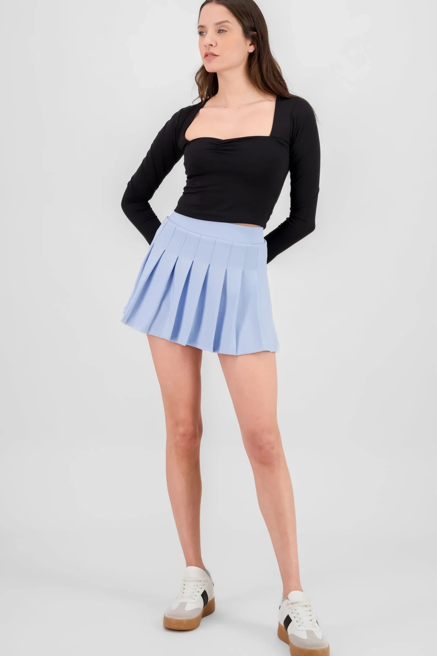 Shasa Solid Pleated Skirt