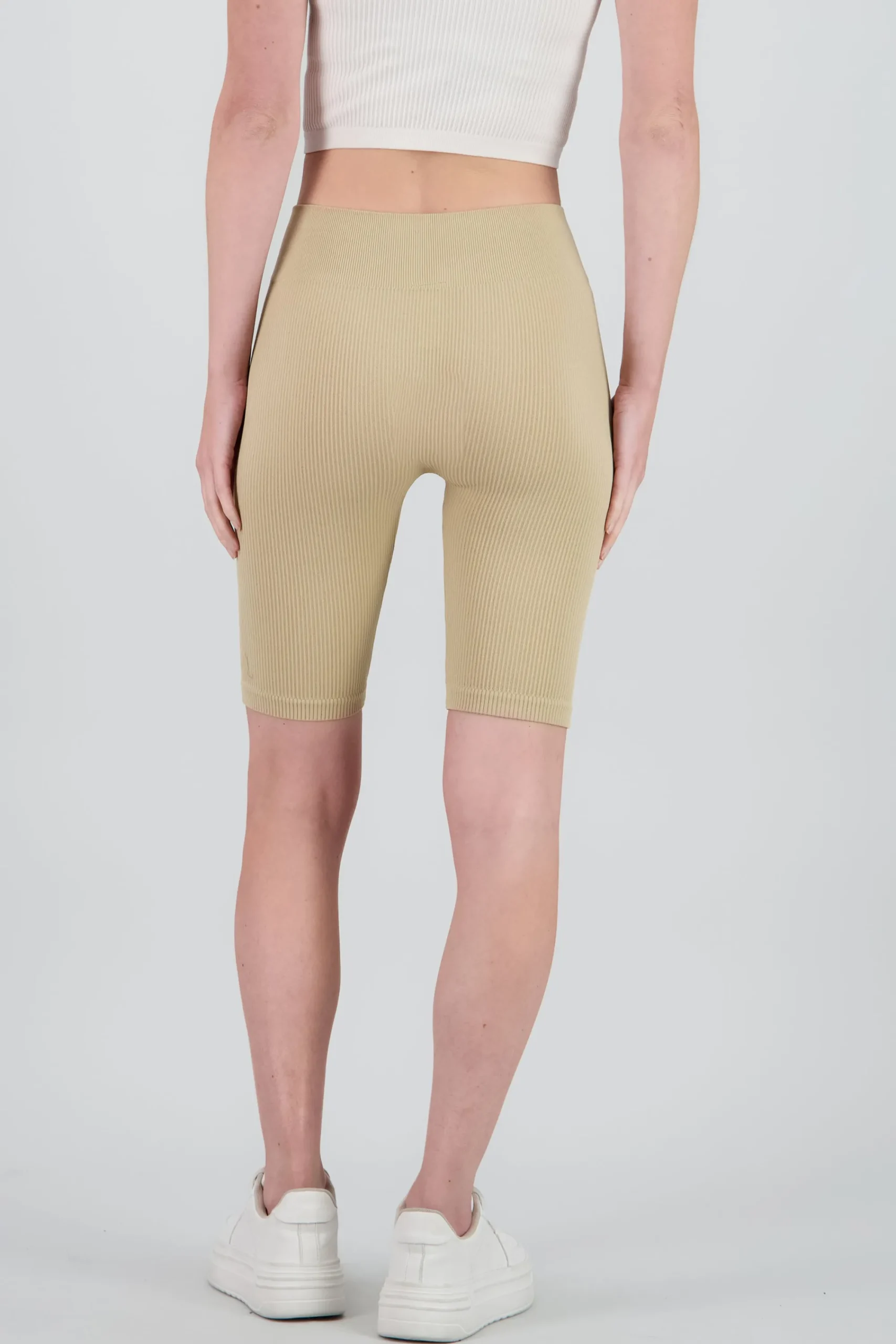 Shasa Solid Ribbed Biker Shorts