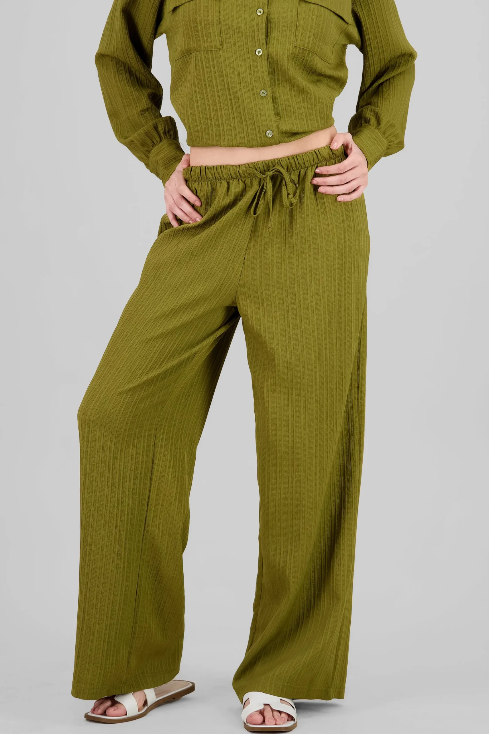 Shasa Solid Ribbed Pants