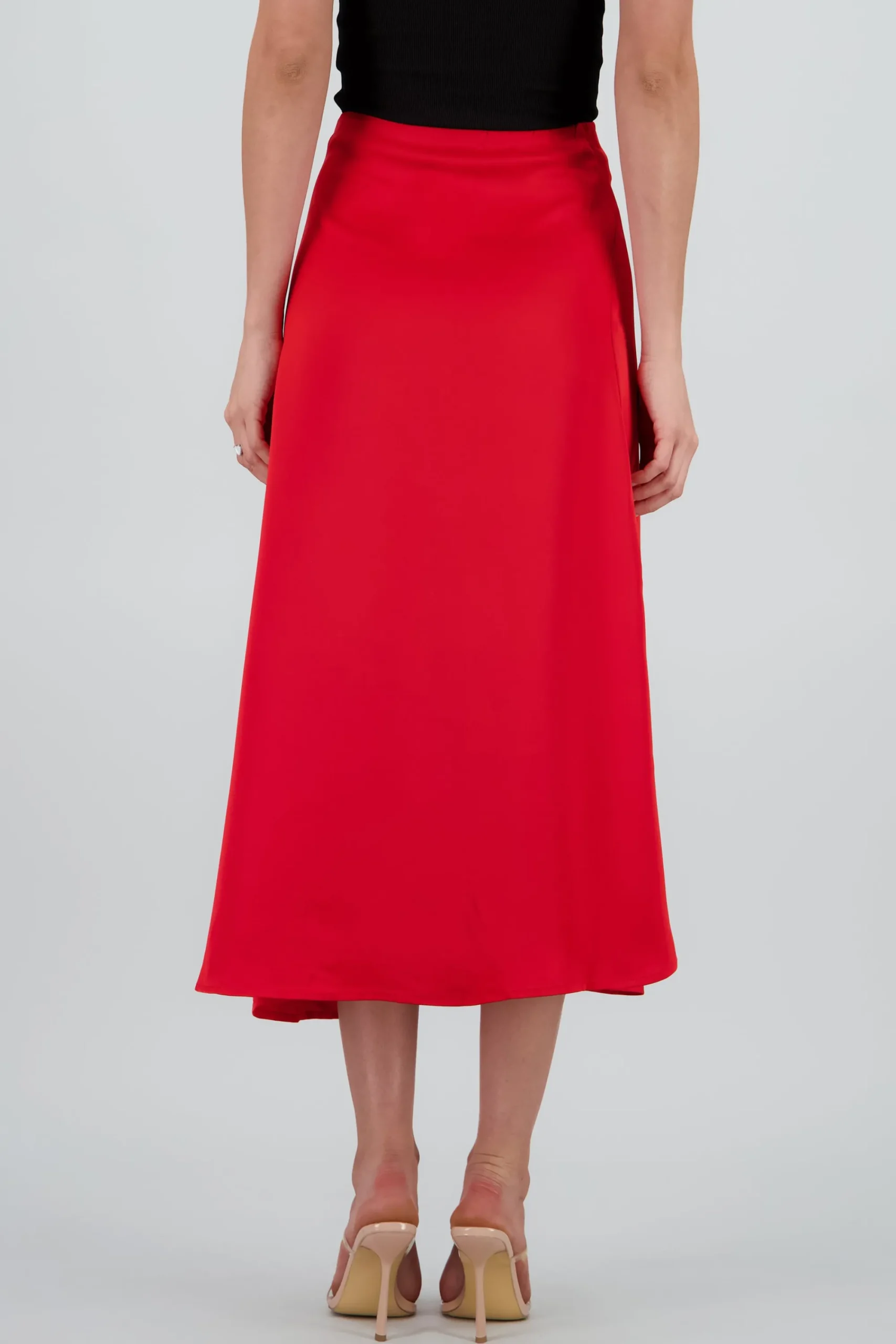 Shasa Solid Satin Maxi Skirt