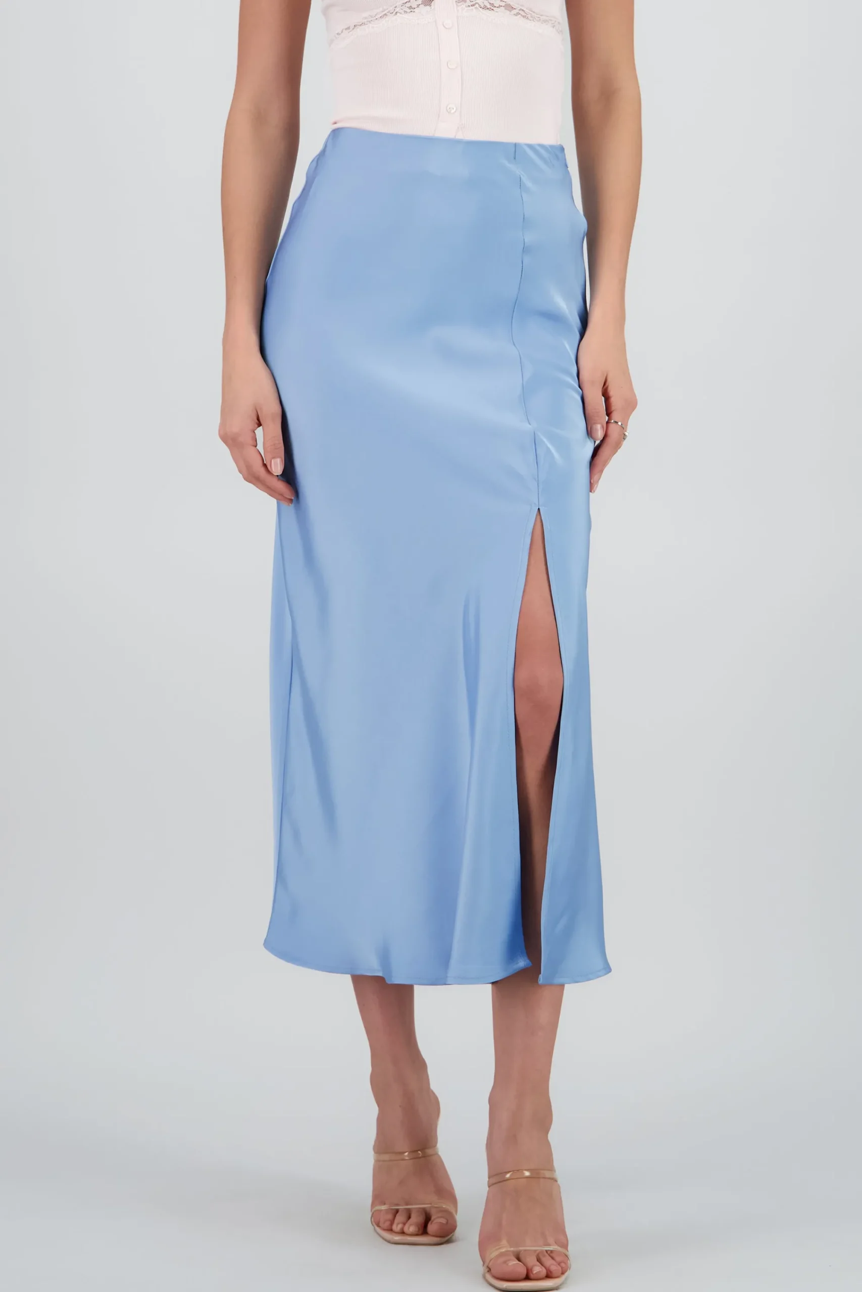 Shasa Solid Satin Maxi Skirt