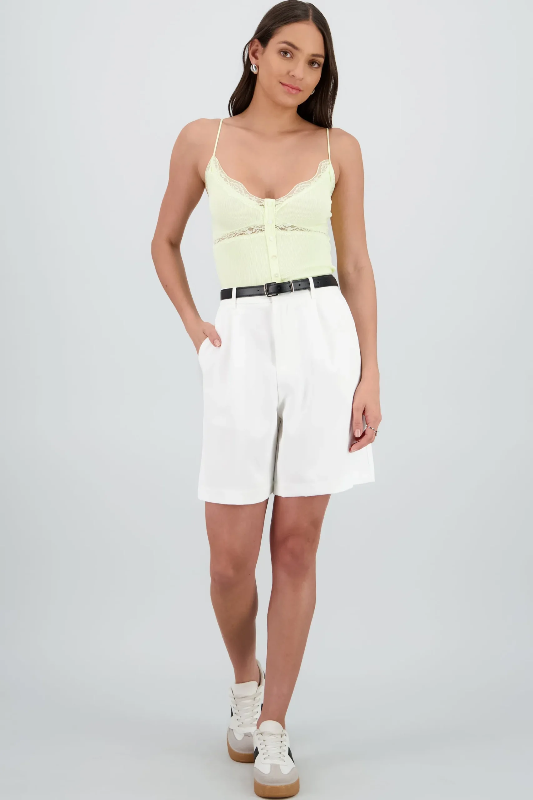 Shasa Solid Shorts with Belt Detail