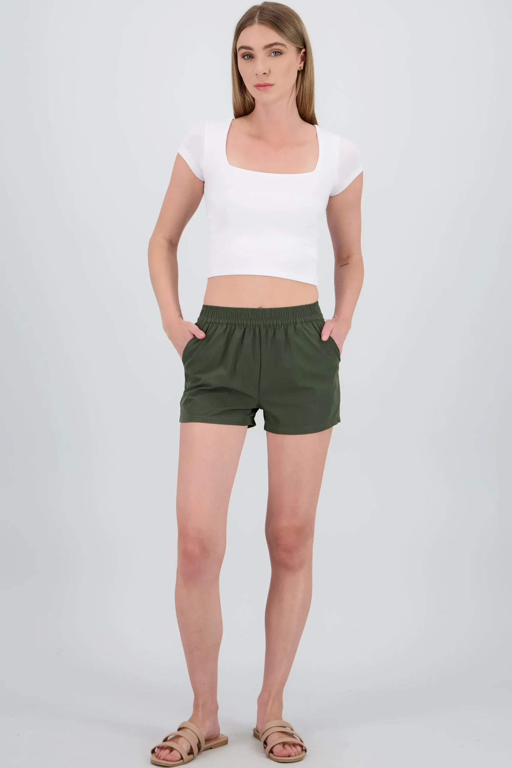 Shasa Solid Shorts with Pockets
