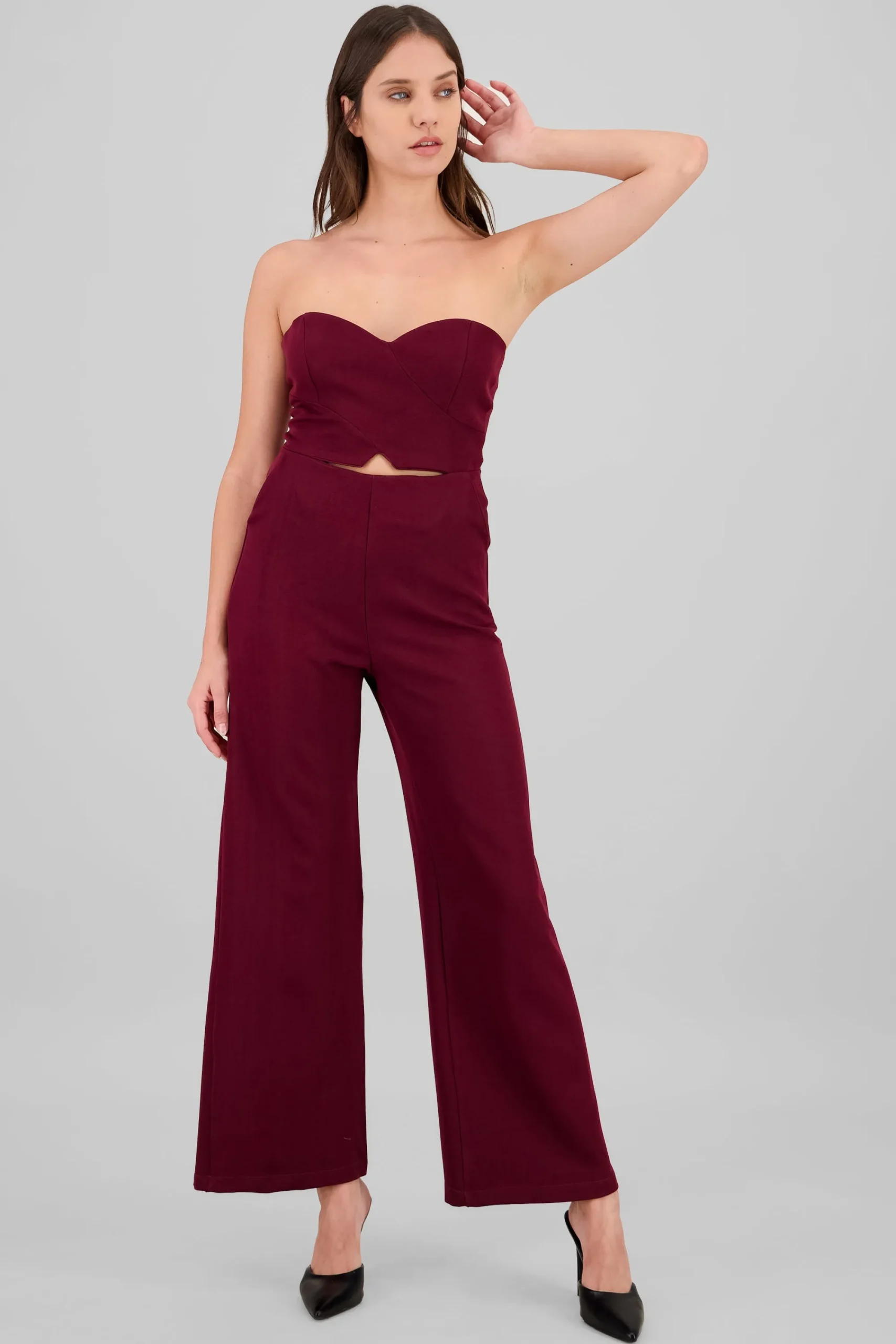 Shasa Solid Strapless Jumpsuit