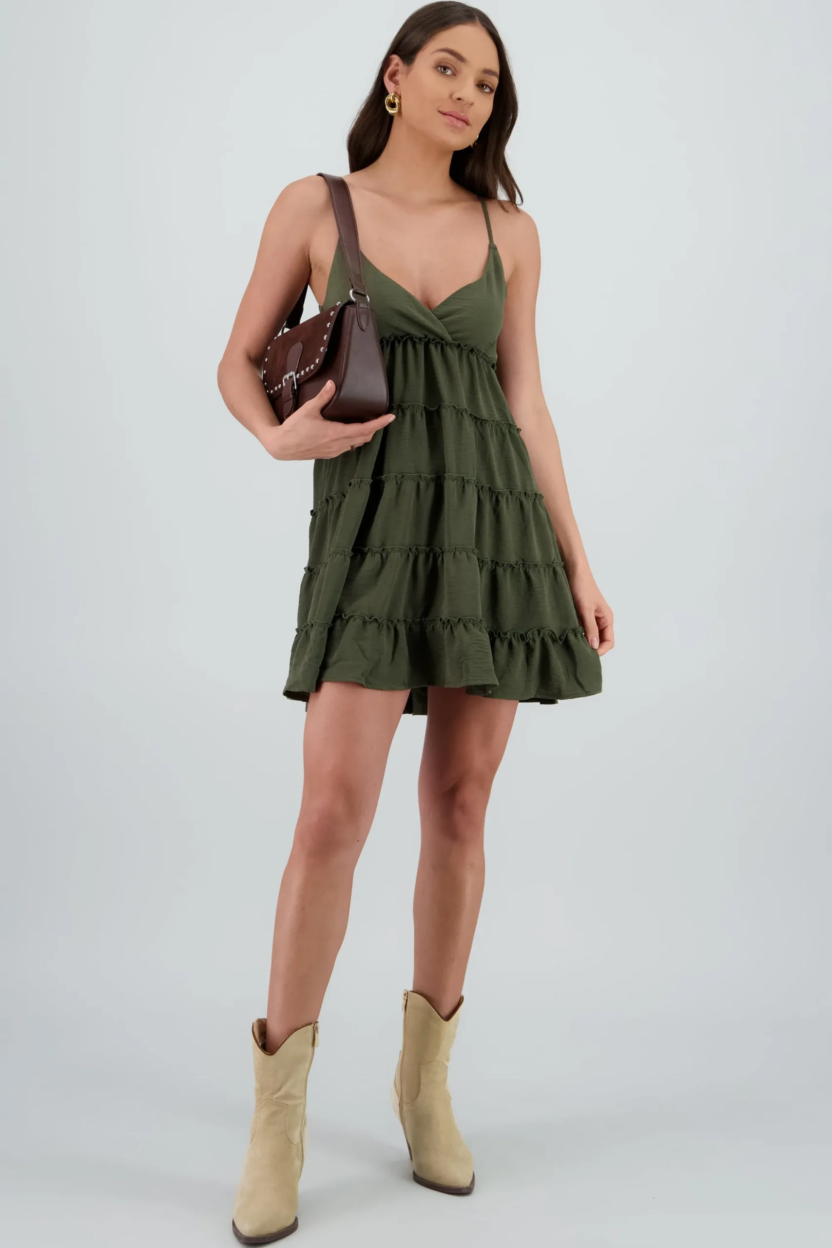 Shasa Solid Strappy Mini Dress