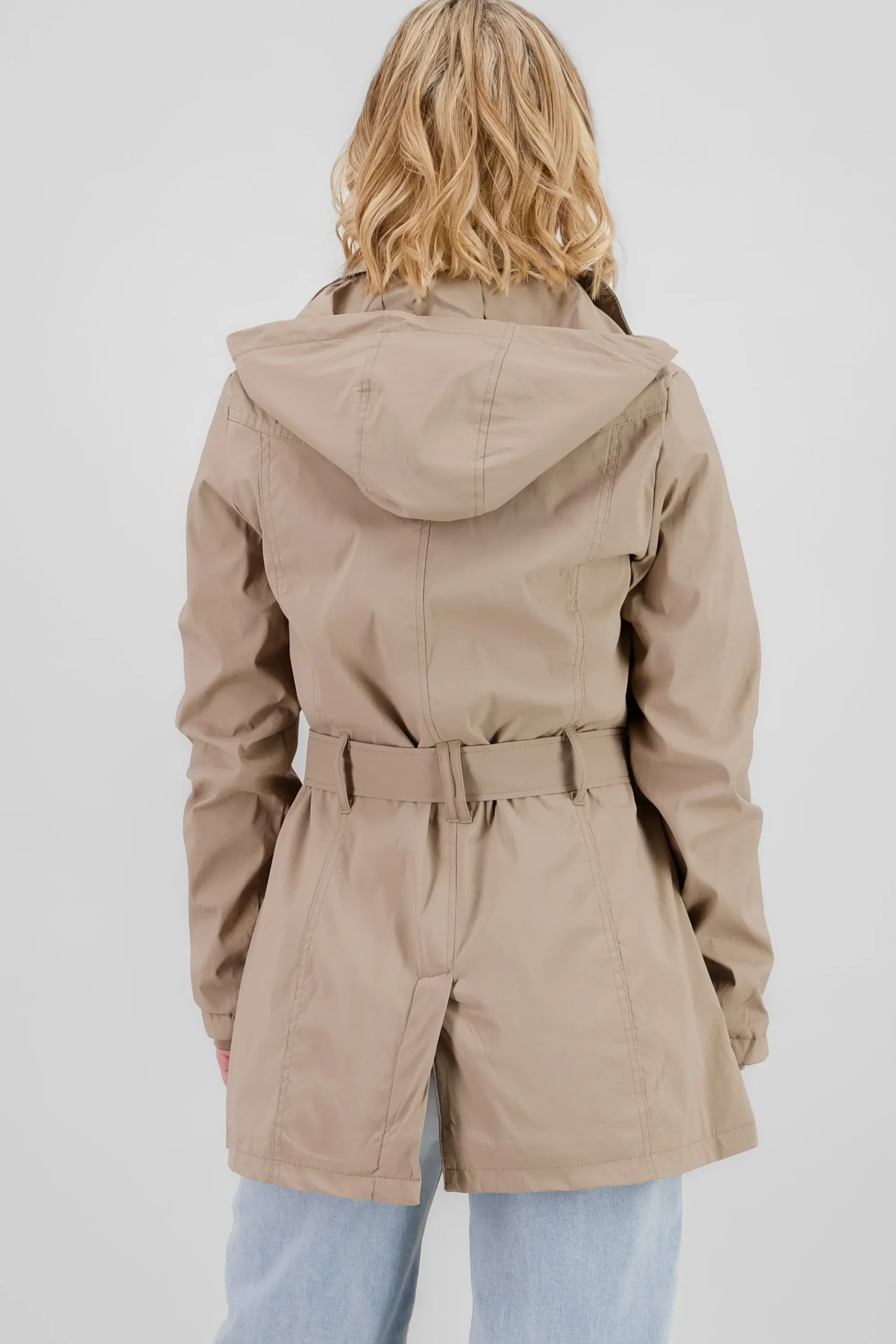 Shasa Solid Trench Coat With Button
