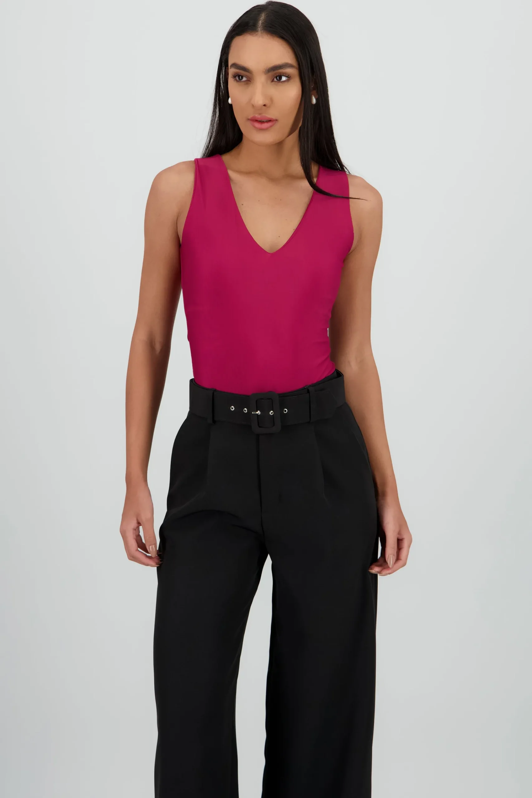 Shasa Solid V Neck Bodysuit