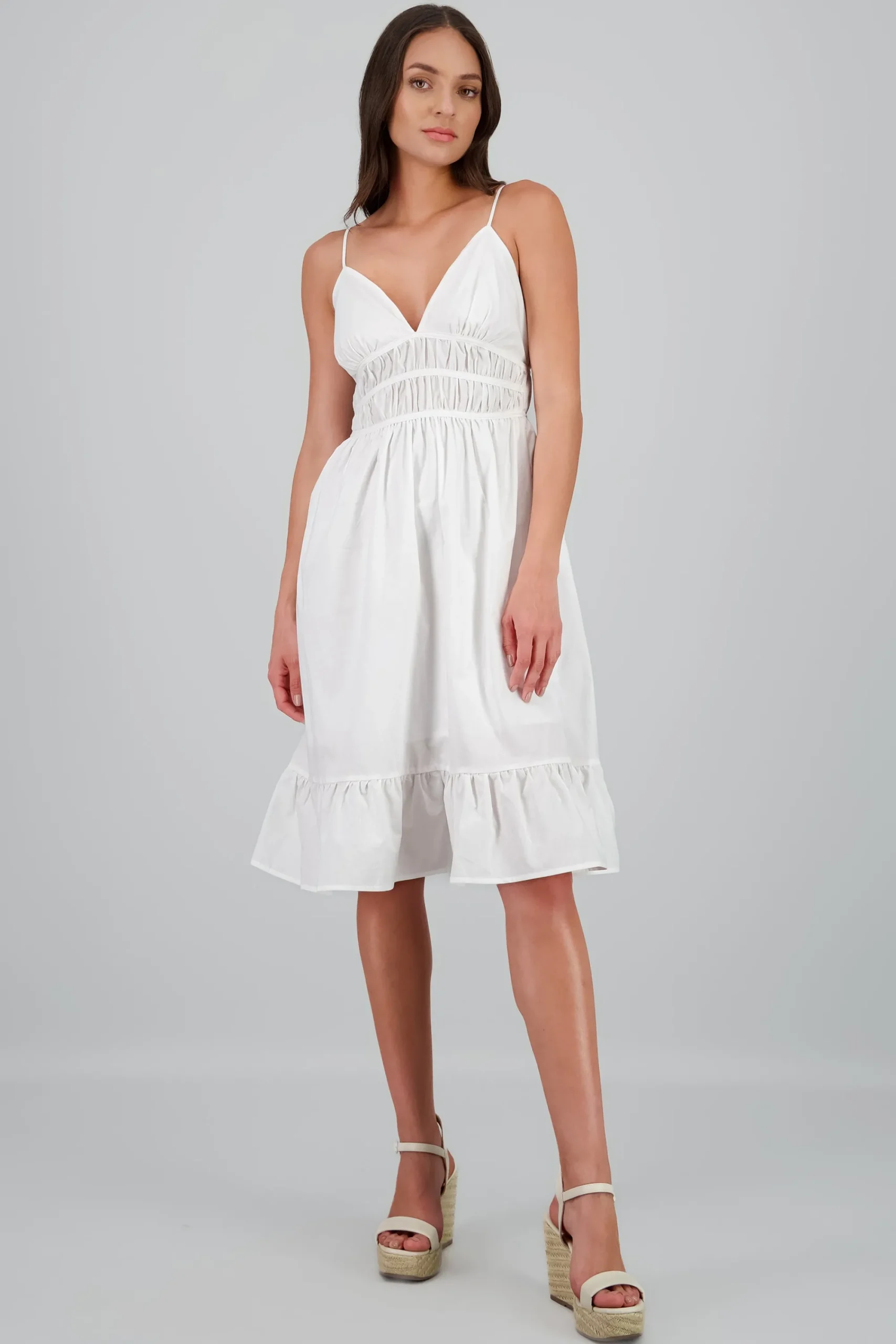 Shasa Solid V-Neck Dress