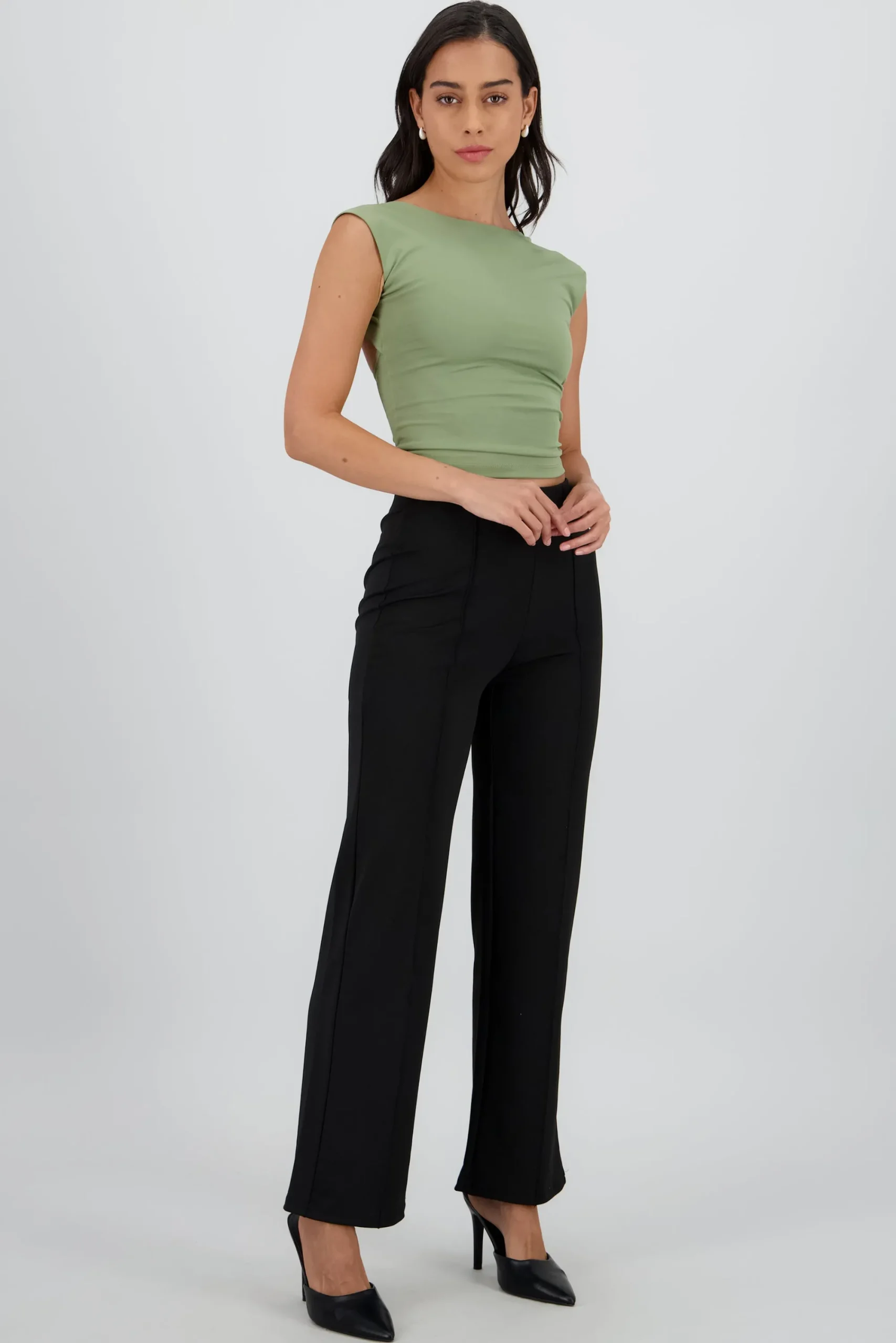Shasa Solid Wide Leg Pants