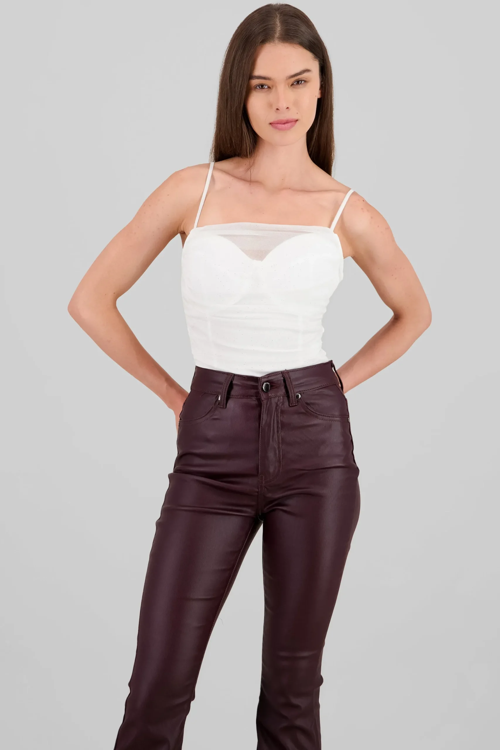 Shasa Sparkly Cowl Neck Bodysuit