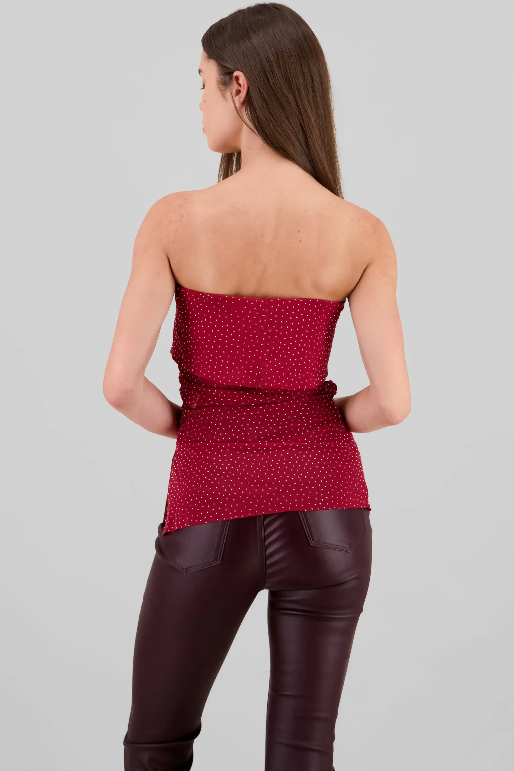 Shasa Sparkly Mesh Strapless Top